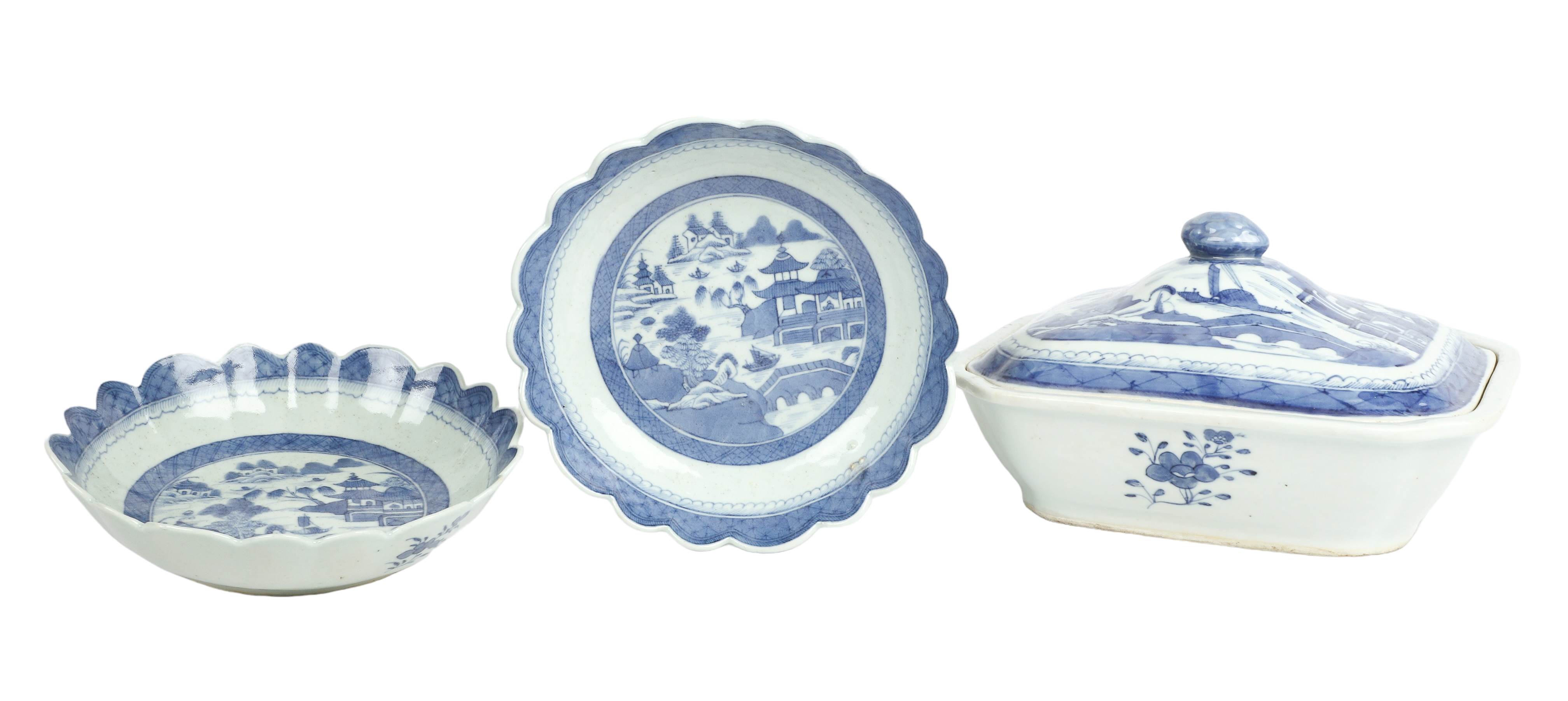  3 Pcs Chinese blue white porcelain  3b105b