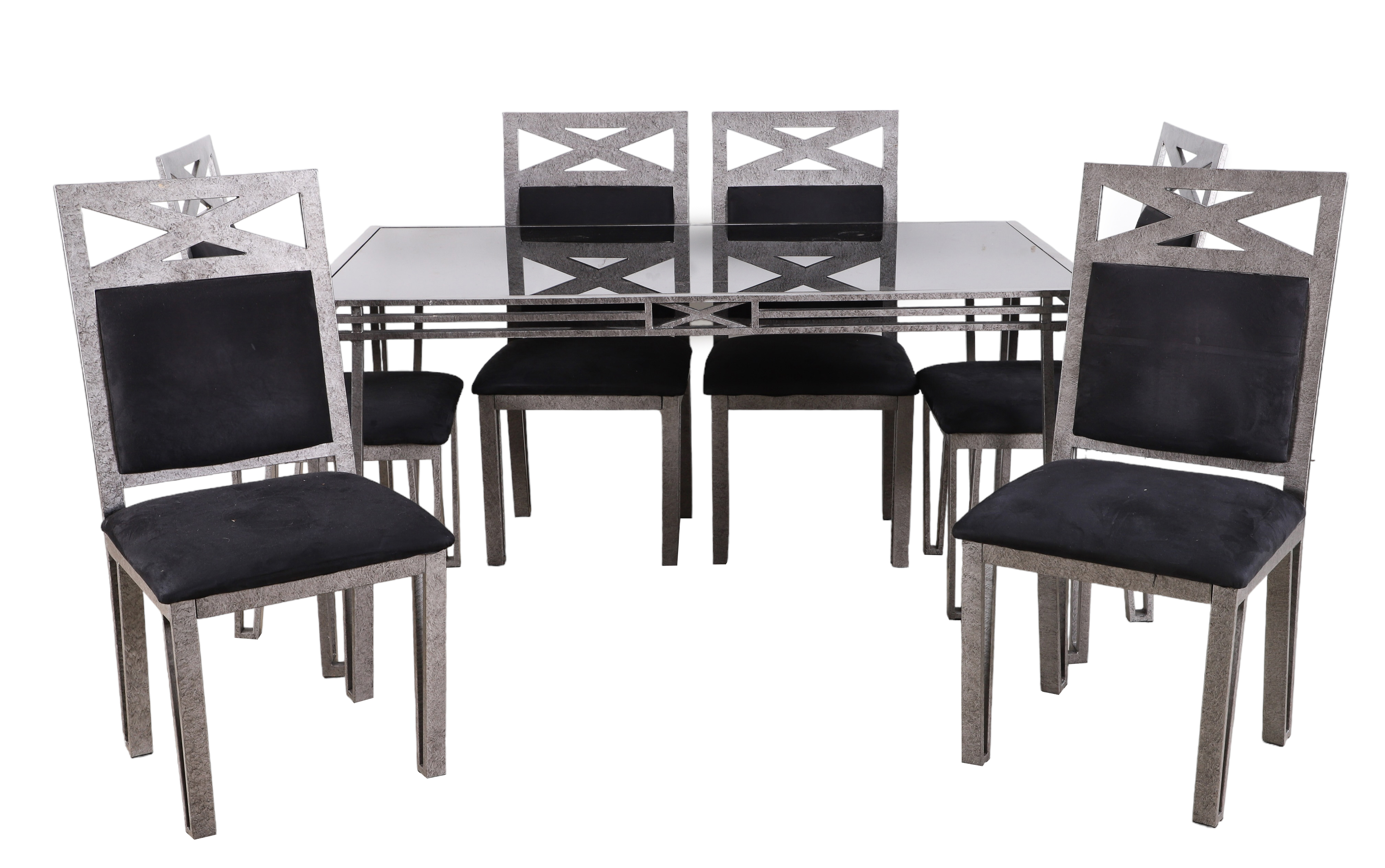 (7) pc Deco style painted metal dining