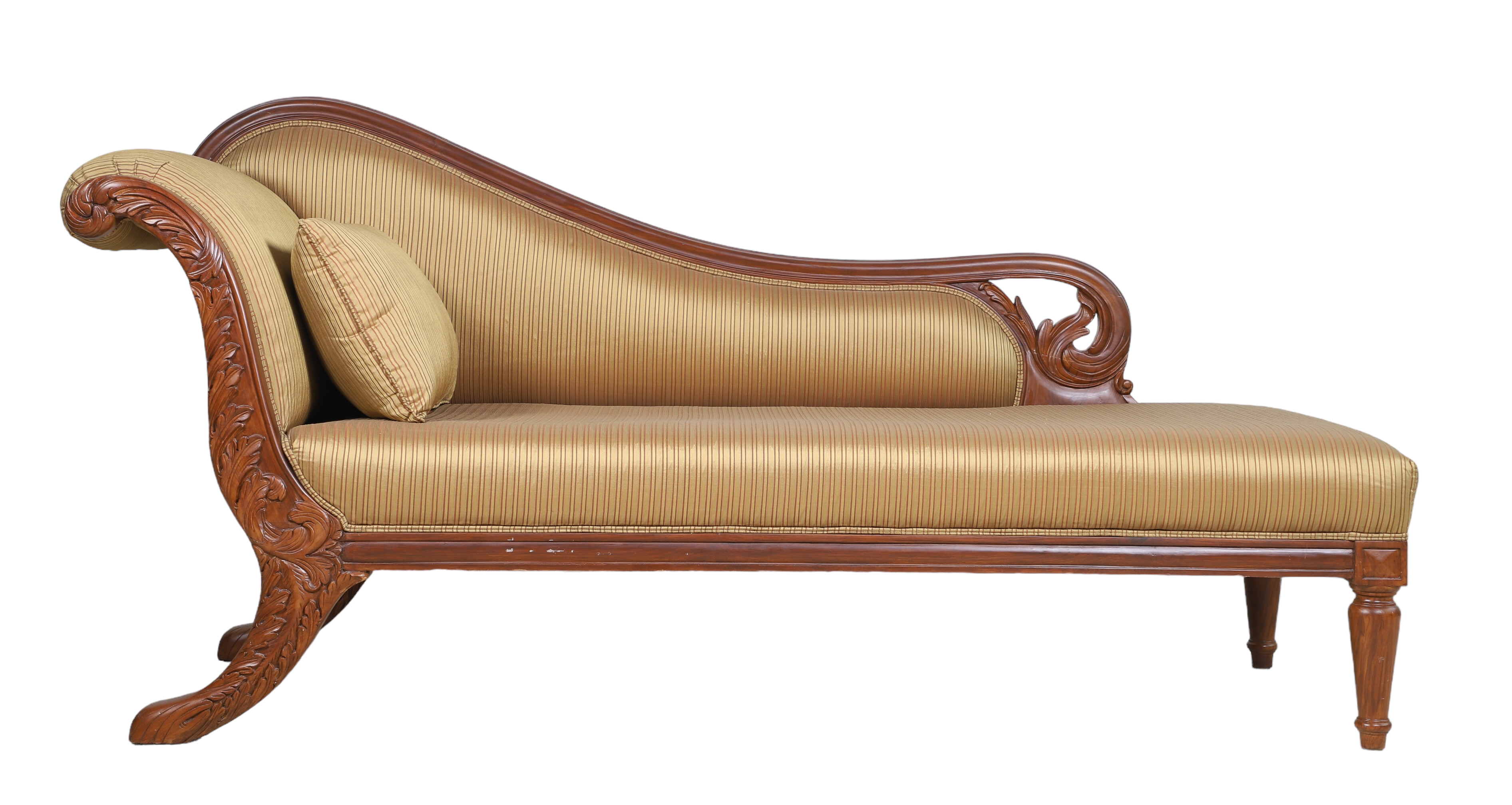 Regency style carved mahogany upholstered