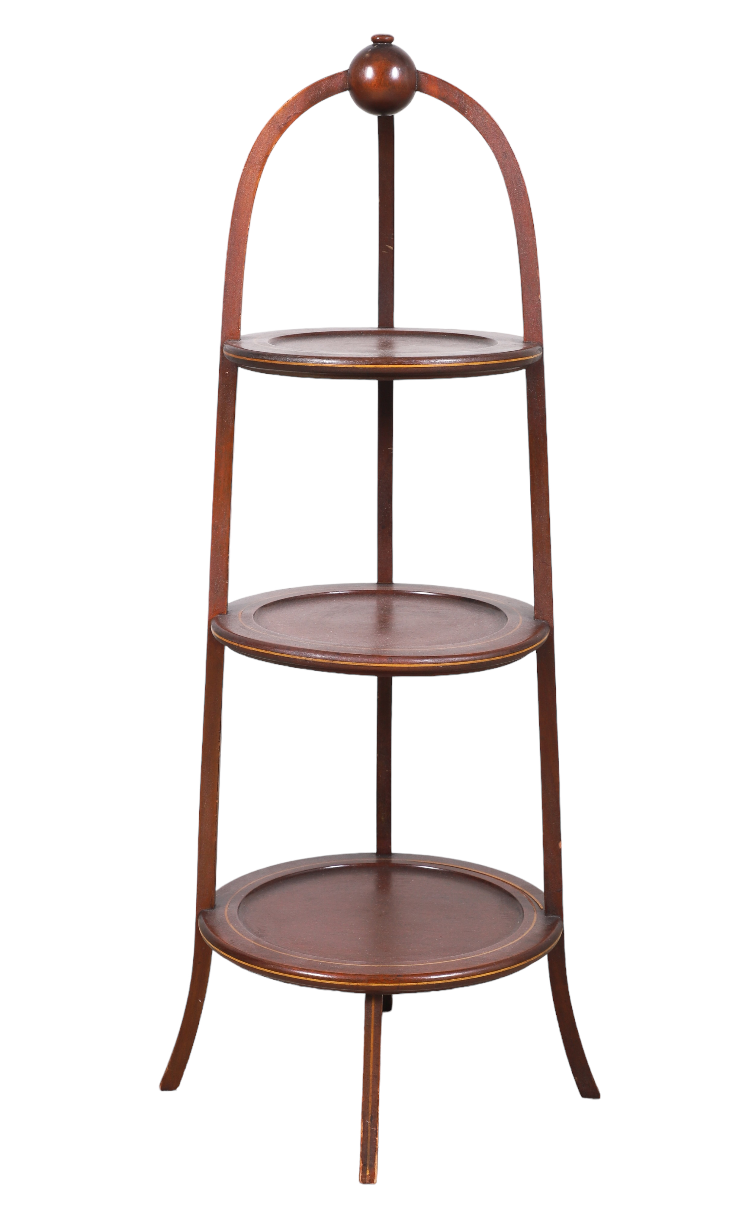 Mahogany inlaid dessert stand, three