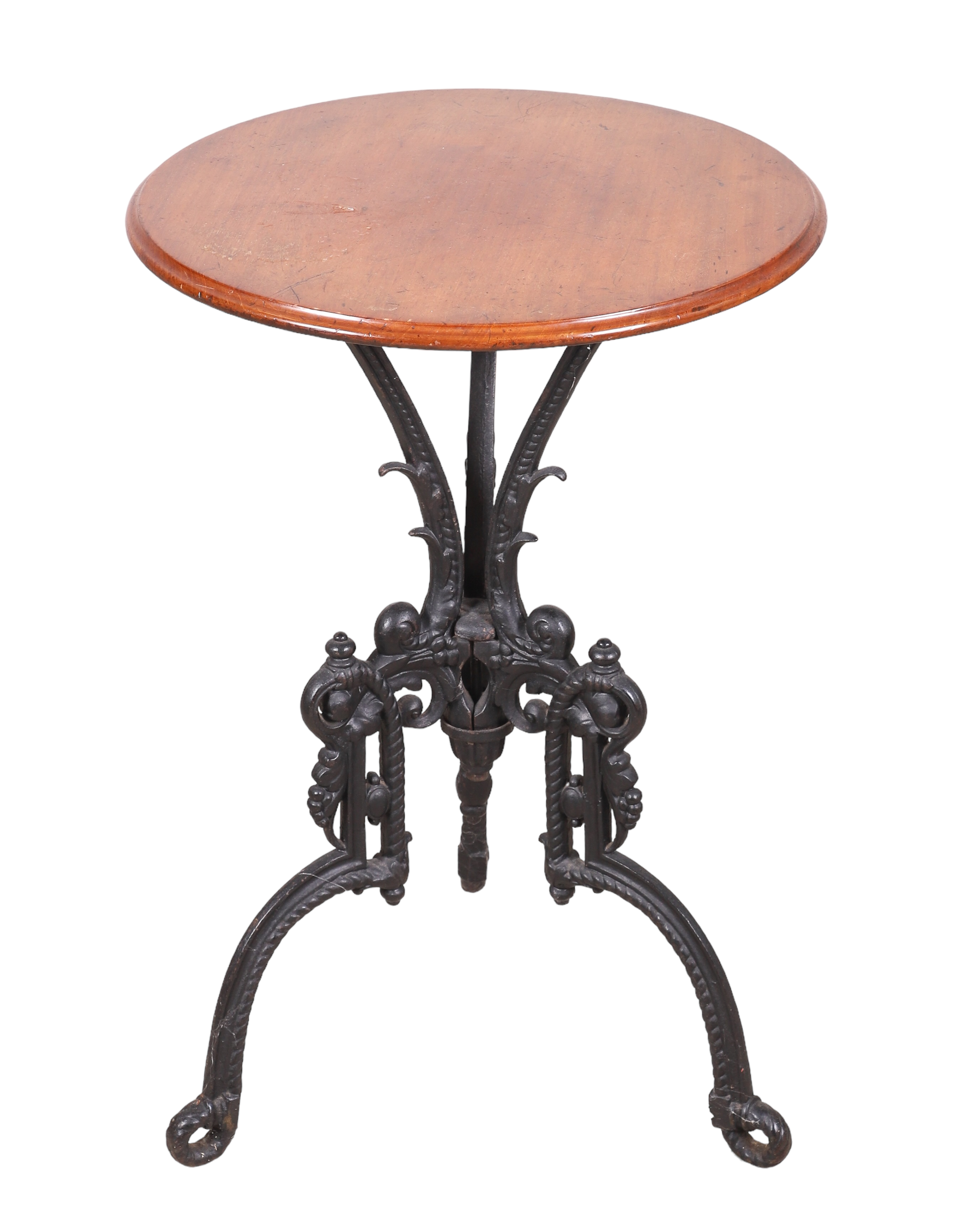 Cherry and iron side table, round