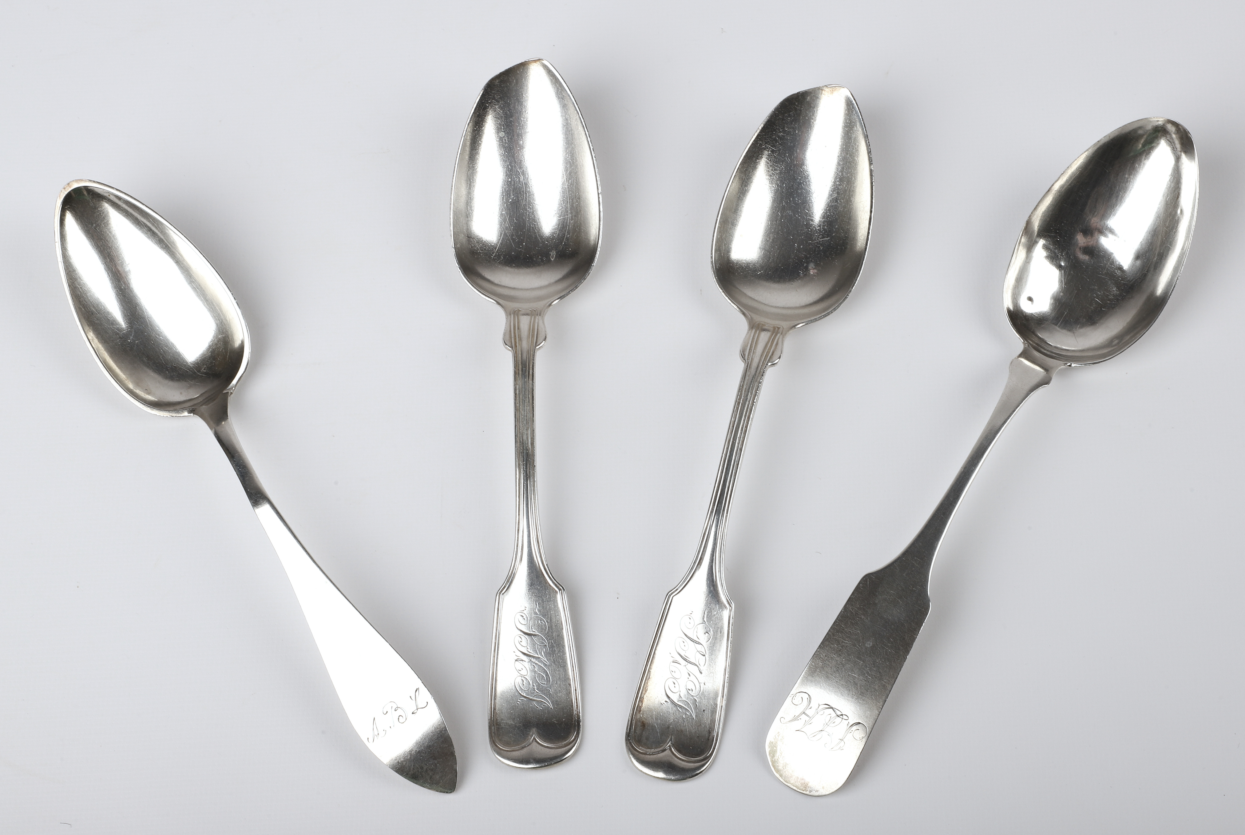 (4) Coin silver spoons, 7.465 TO, c/o
