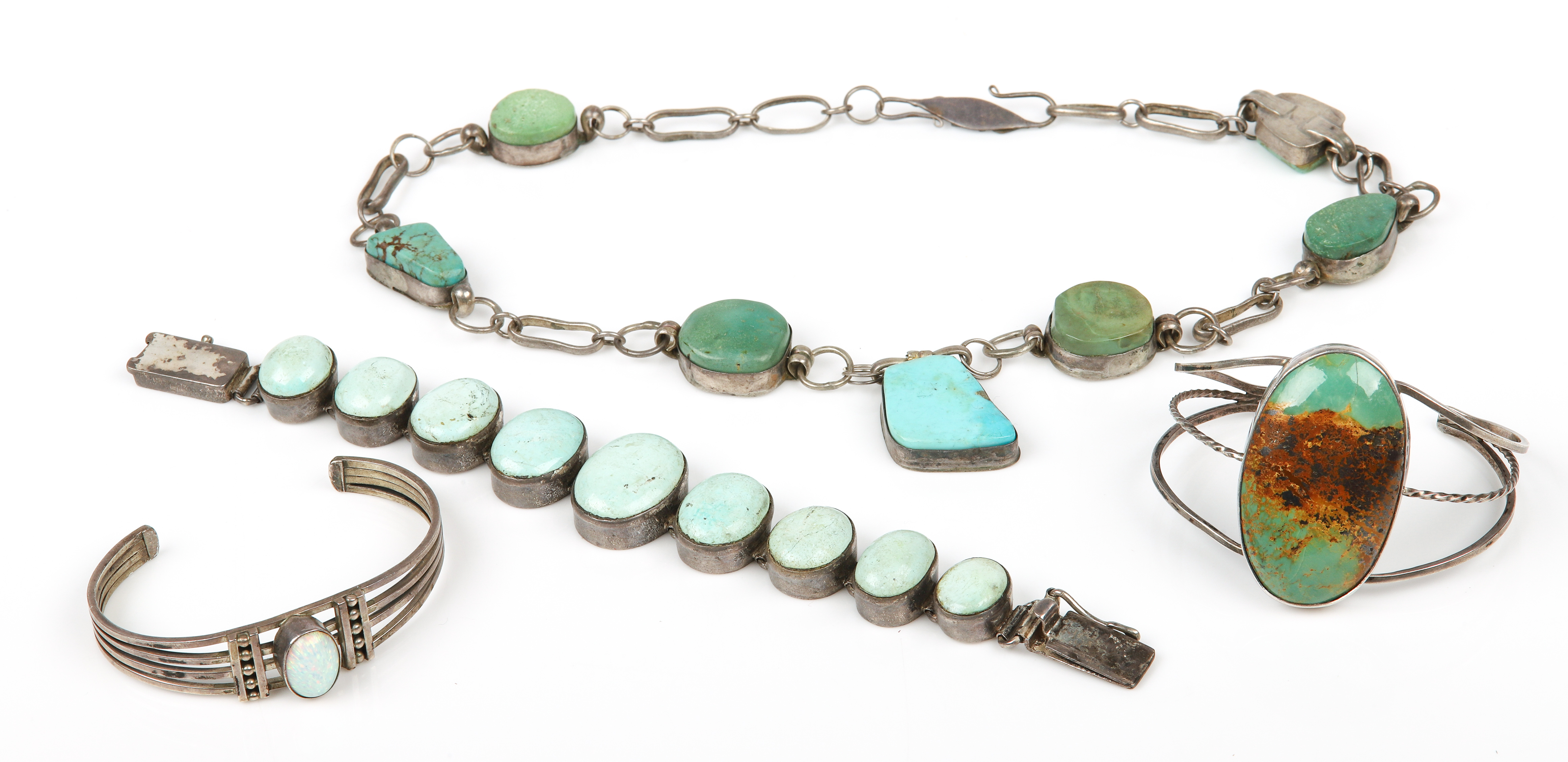 Silver Turquoise and Opal Bracelets 3b1123