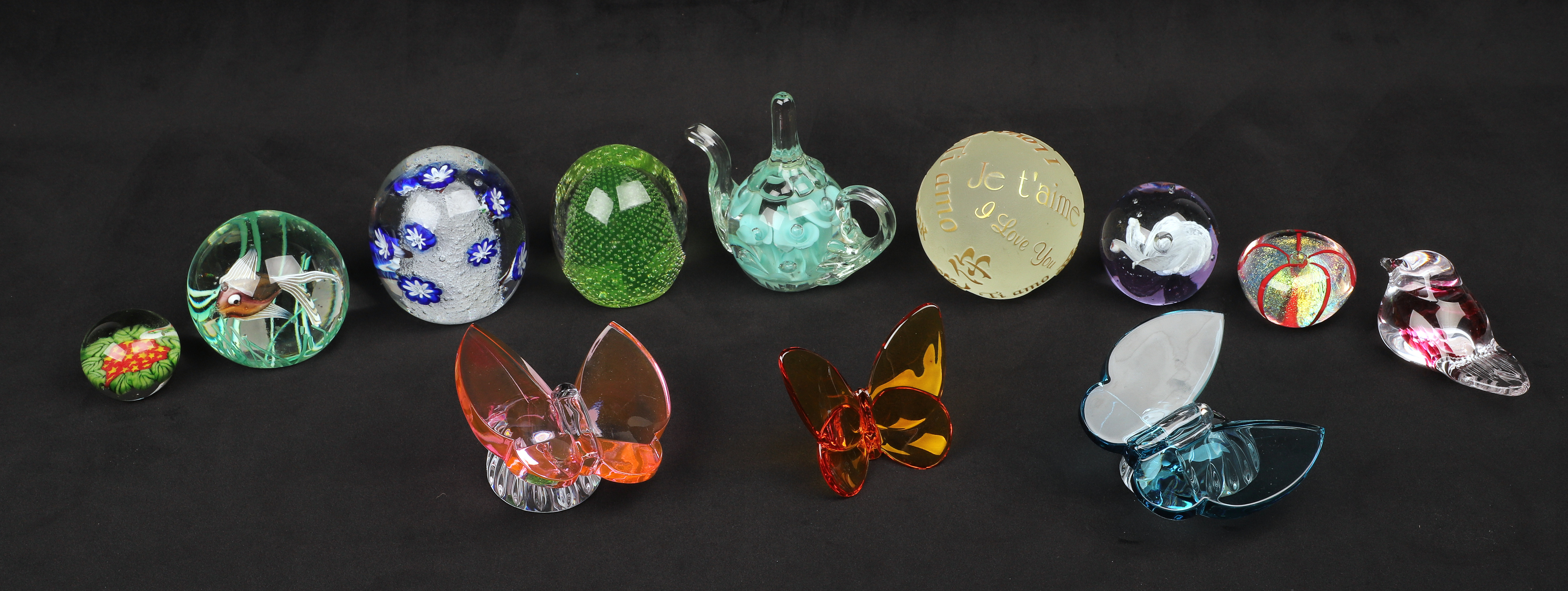 (12) Art Glass and Crystal Paperweights