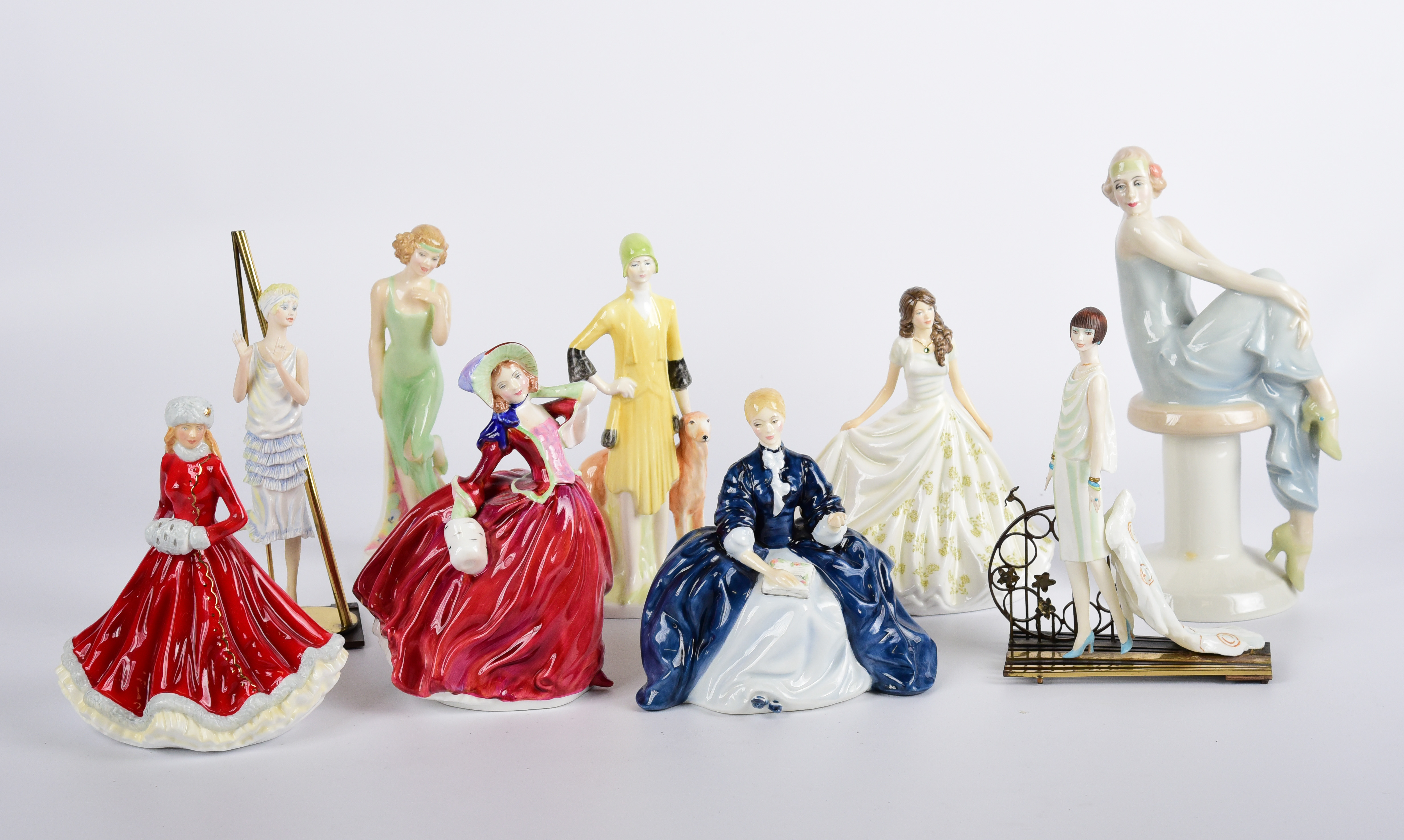 (9) Royal Doulton and style figurines