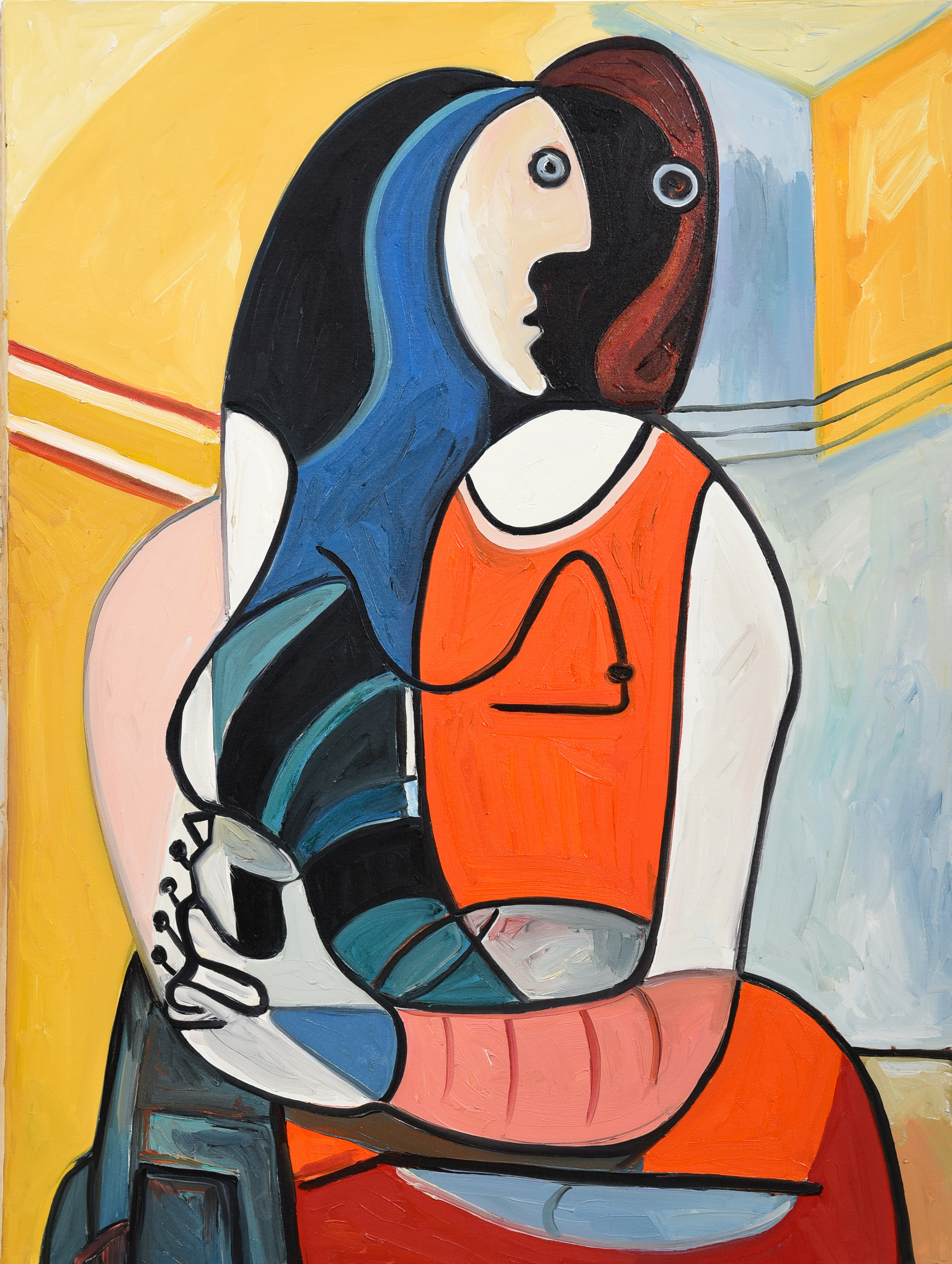 After Picasso Seated Woman, oil on