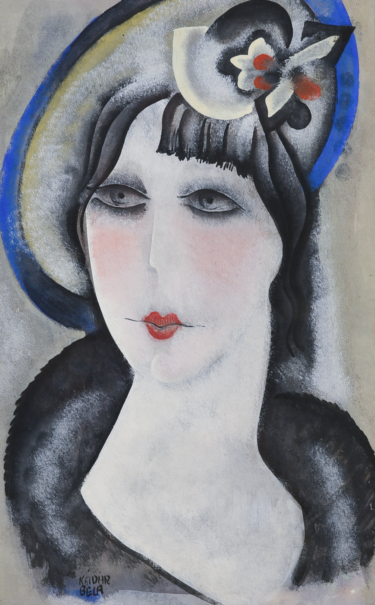 Modern portrait of a woman gouache 3b1208