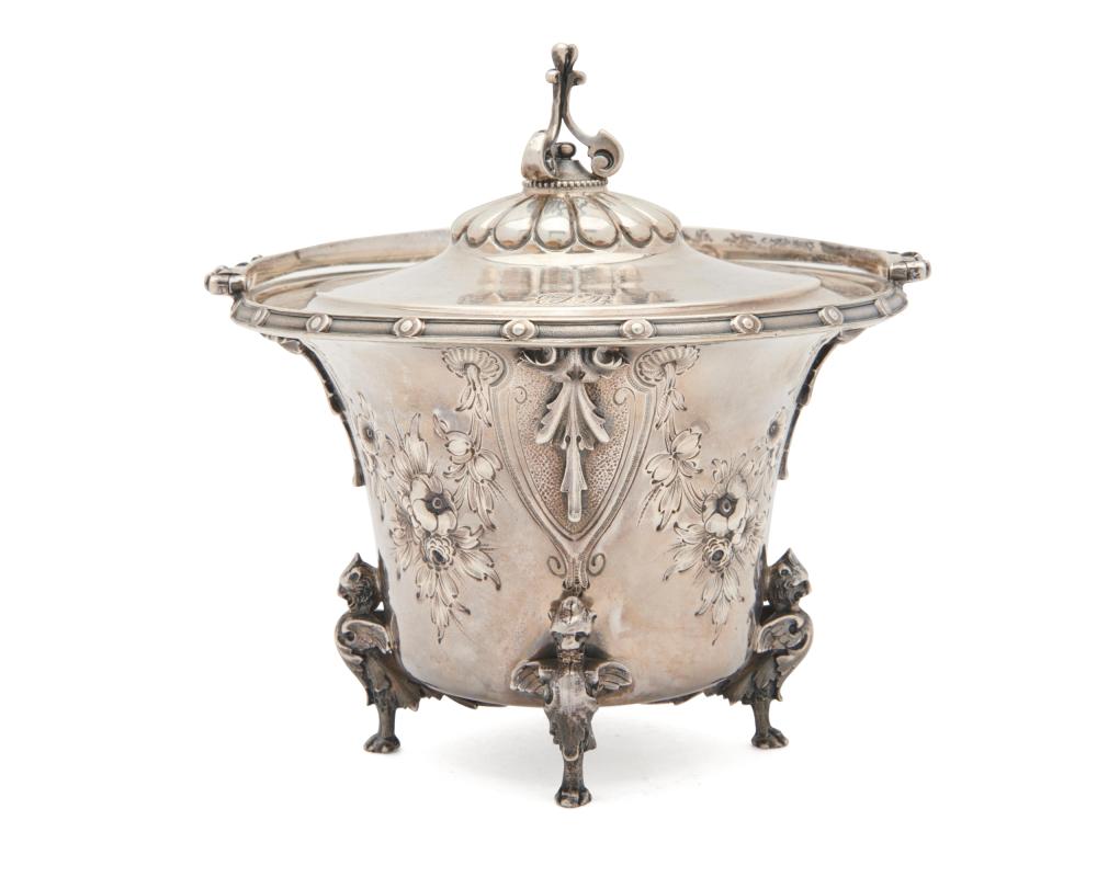 GORHAM COIN SILVER COVERED BASKET,