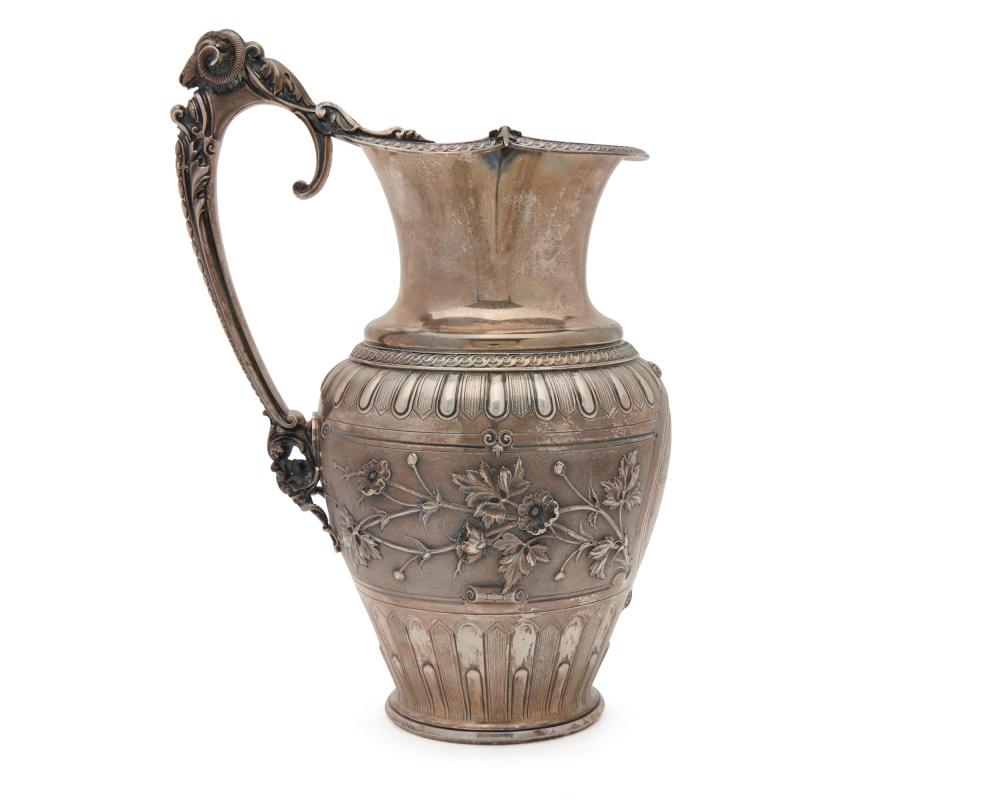 GORHAM COIN SILVER WATER PITCHER,