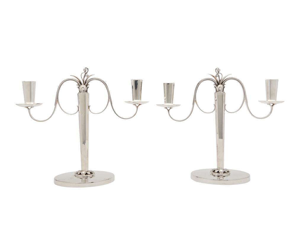 K. ANDERSON PAIR OF TWO-LIGHT CANDELABRA,