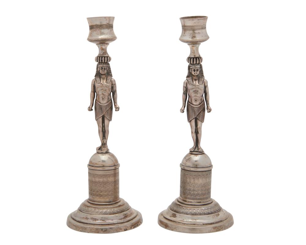 PAIR OF GERMAN SILVER FIGURAL CANDLESTICKS  3b1259