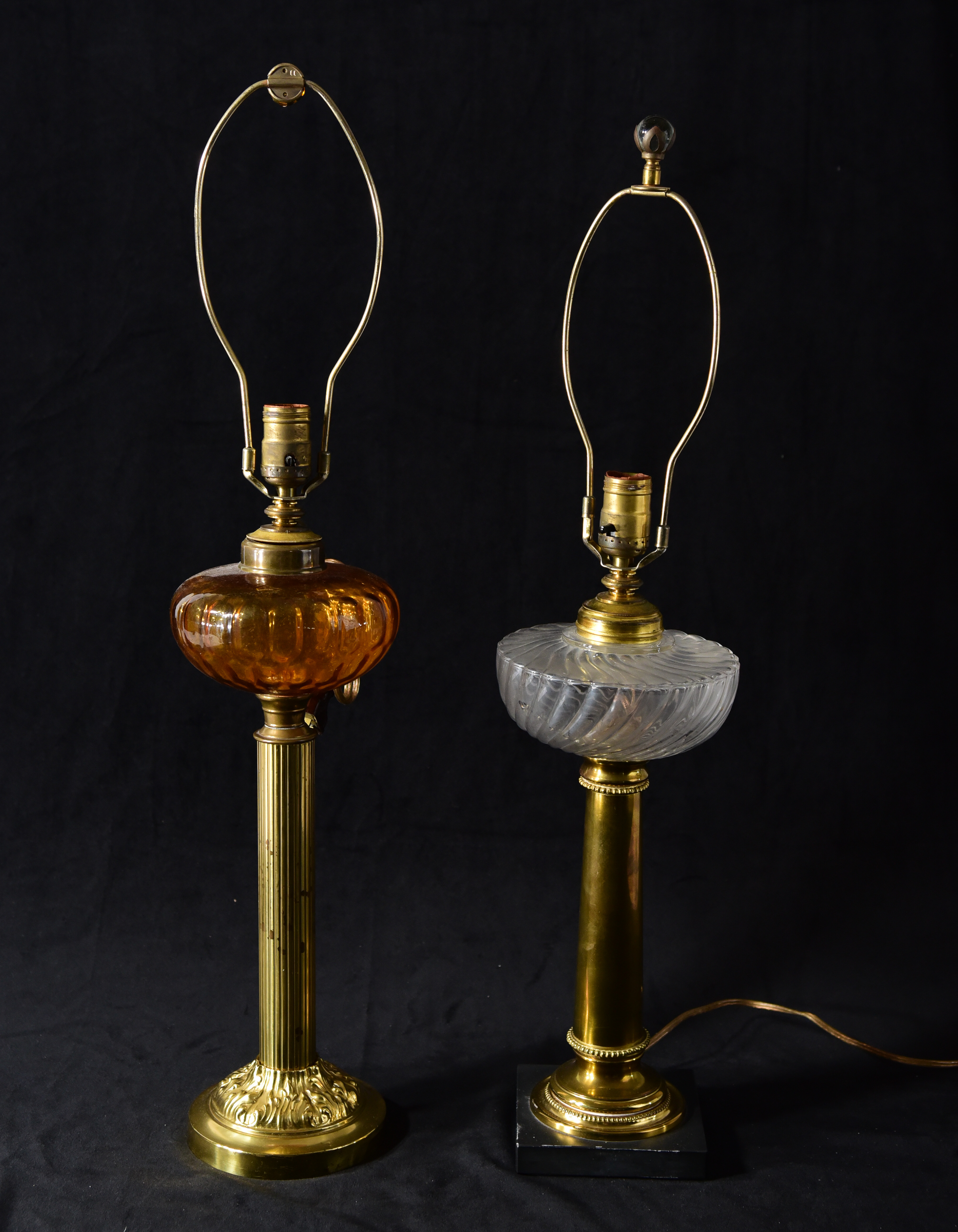 (2) Banquet oil lamps, converted