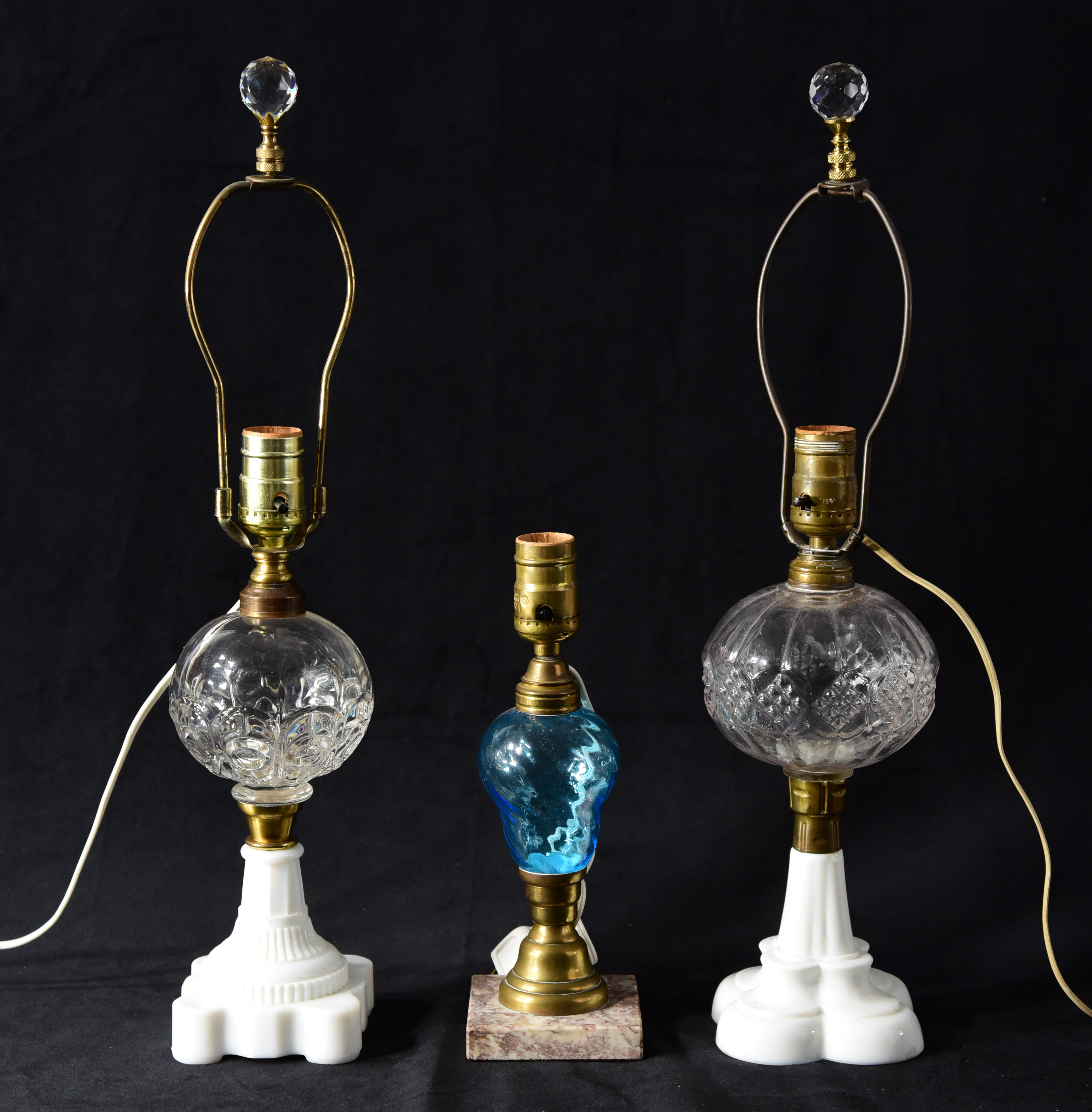 (3) Oil lamps, converted to electric,