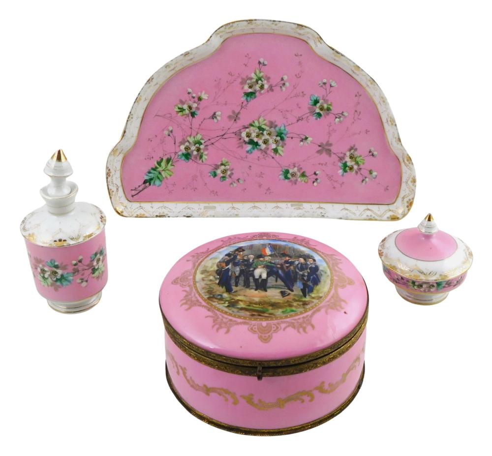 19TH C. PINK FRENCH PORCELAIN TRINKET