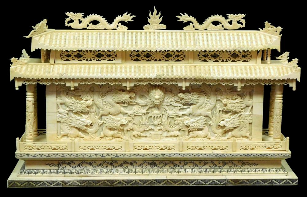 ASIAN: LARGE CARVED BONE SCULPTURE,