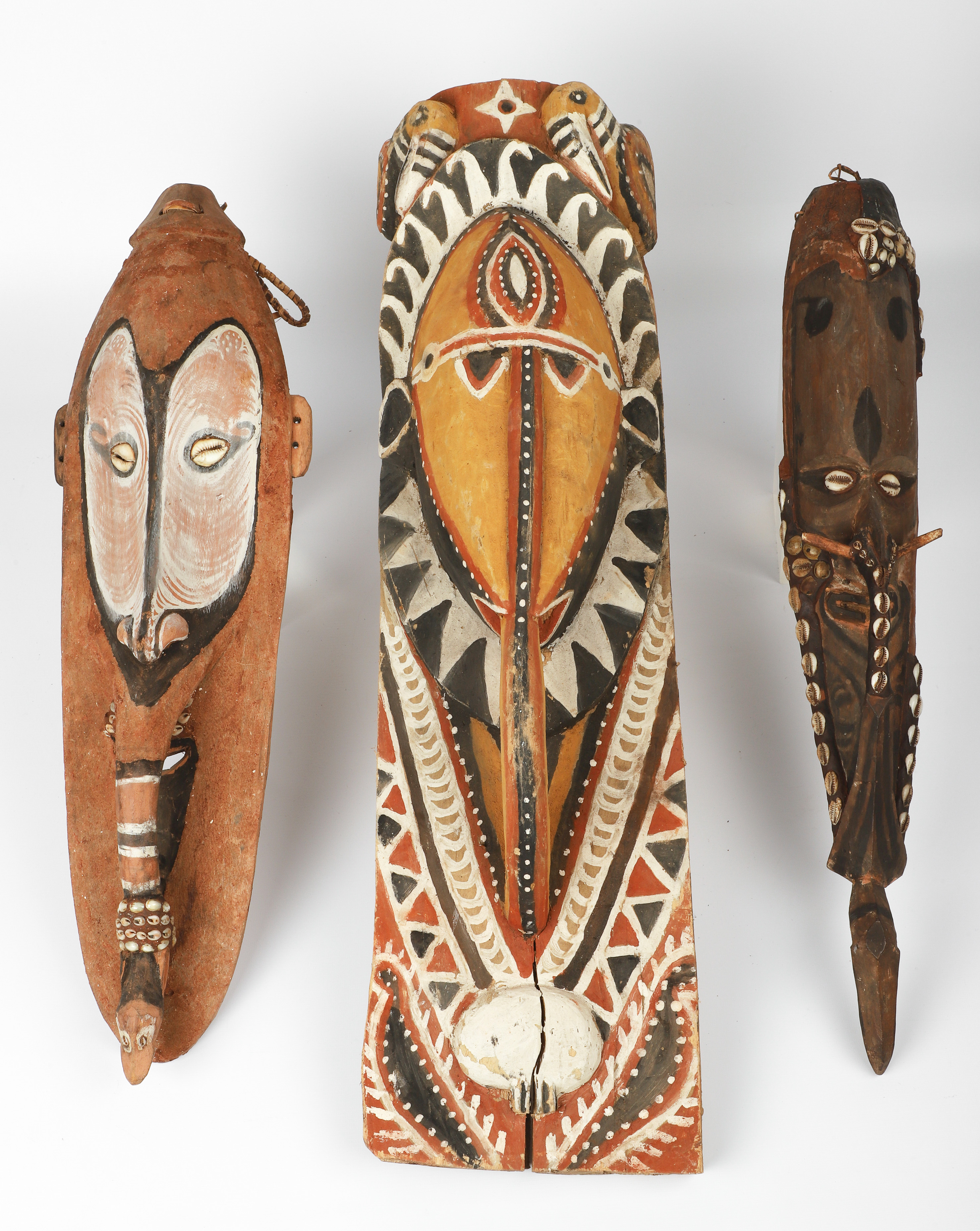 (3) African tribal elongated masks,