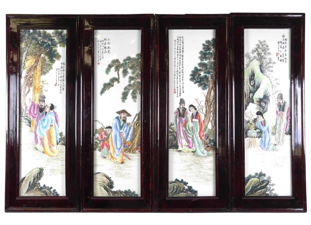 ASIAN: FOUR CHINESE HAND PAINTED