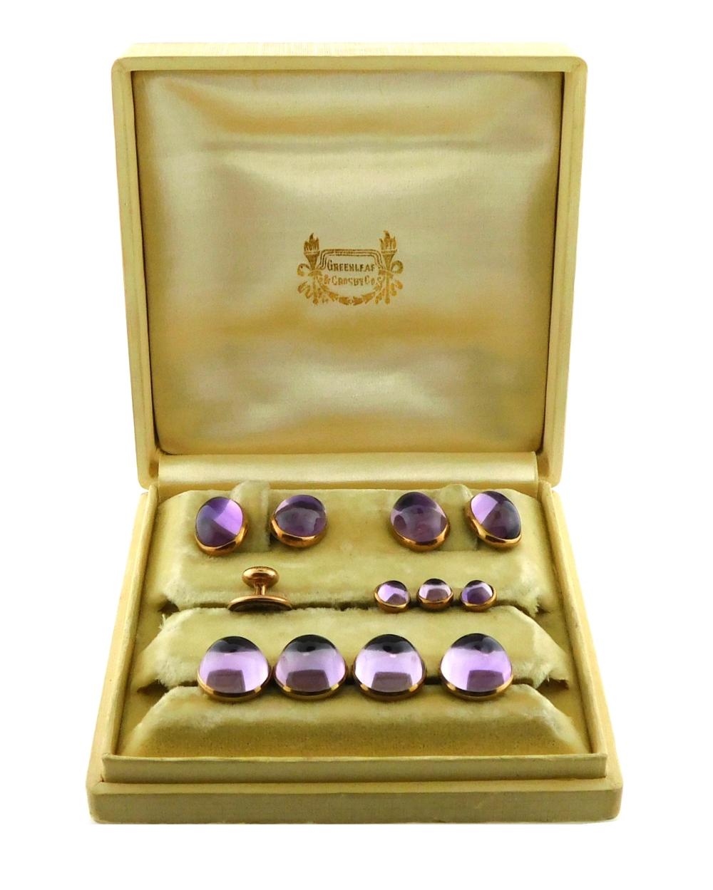 JEWELRY AMETHYST CUFFLINKS BUTTONS 3b1405