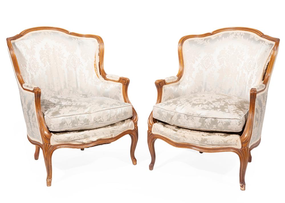 PAIR OF LOUIS XV-STYLE CARVED WALNUT