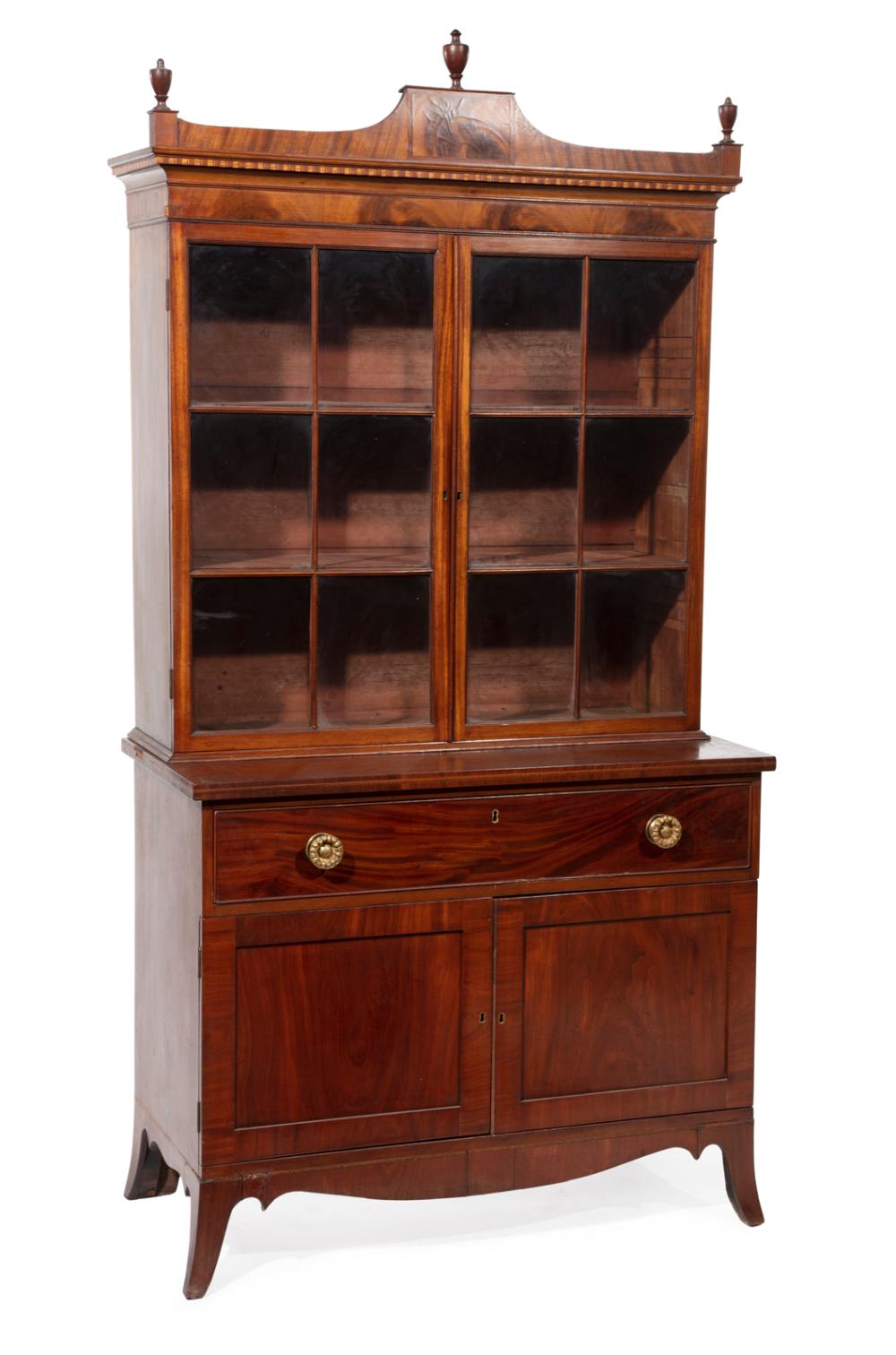 FEDERAL STYLE INLAID MAHOGANY BOOKCASEFederal Style 3b1449