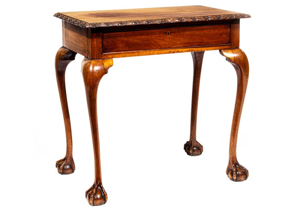 QUEEN ANNE-STYLE CARVED MAHOGANY