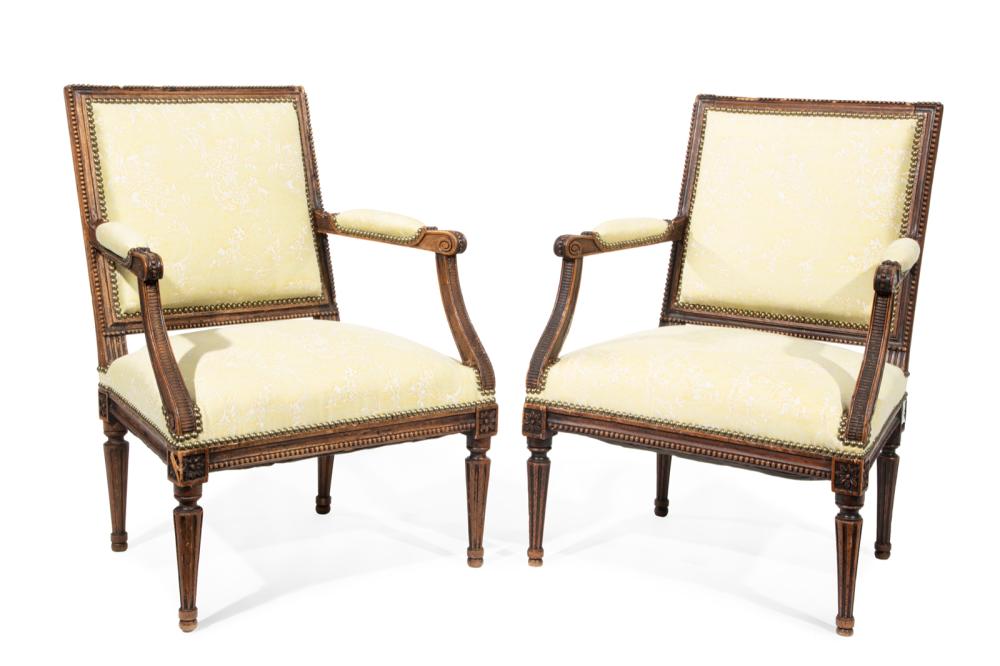 PAIR OF LOUIS XV-STYLE CARVED WALNUT