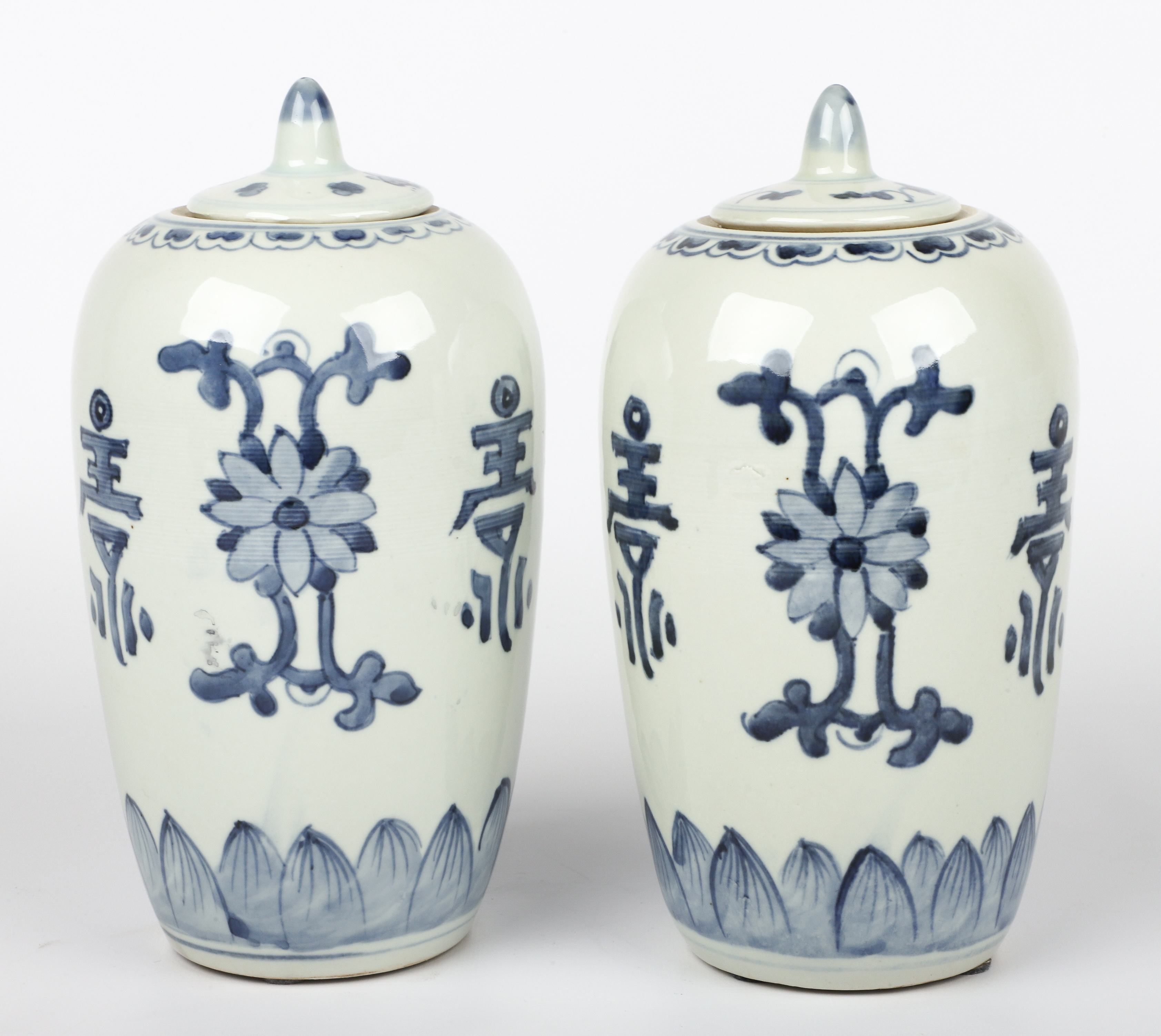 Pair of Chinese blue & white porcelain