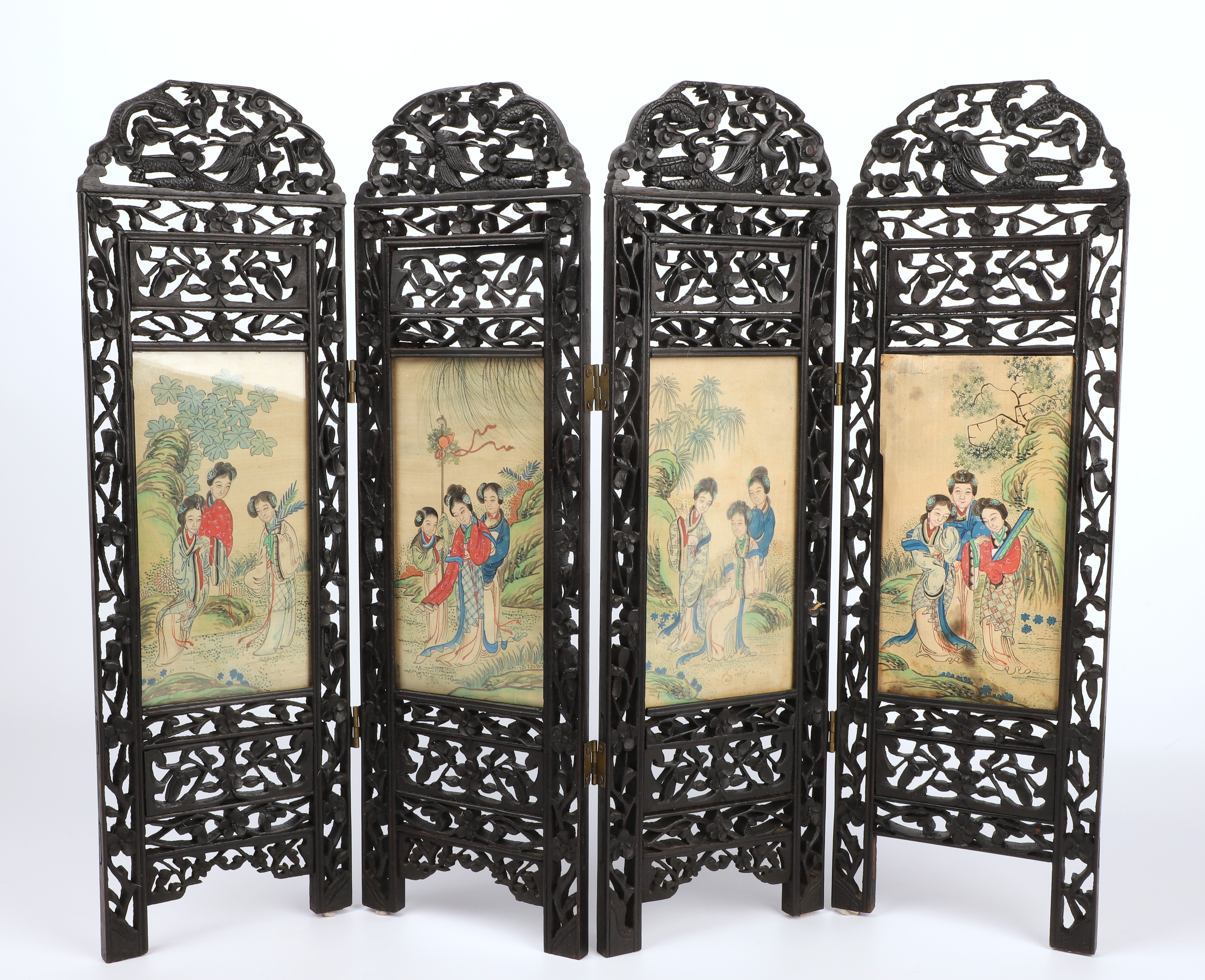 Chinese 4-panel table screen, pierced