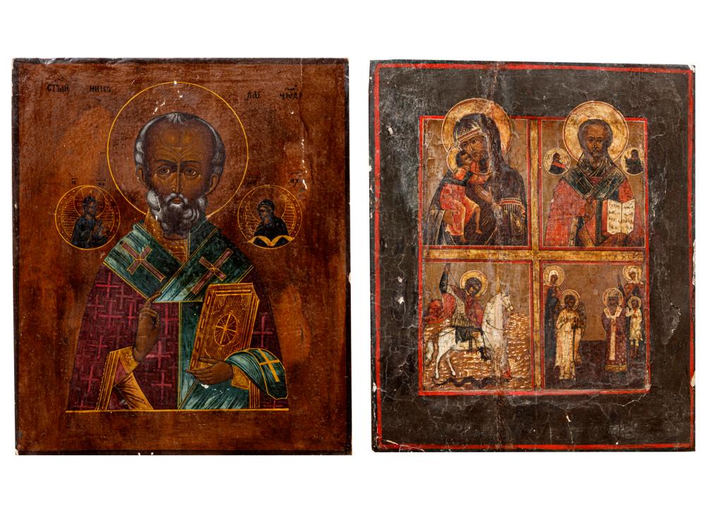 TWO ANTIQUE EASTERN ORTHODOX ICONSTwo 3b1527