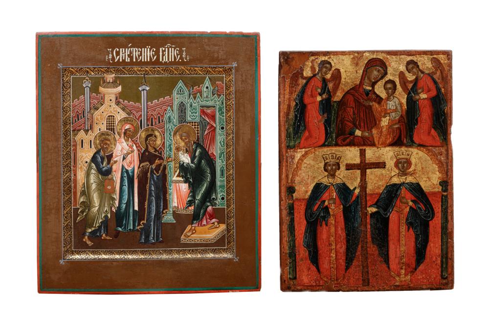 TWO ANTIQUE EASTERN ORTHODOX ICONSTwo 3b1529