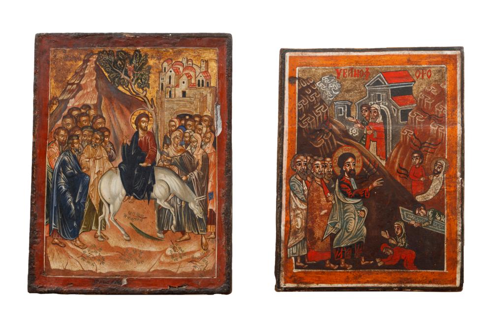 TWO ANTIQUE EASTERN ORTHODOX ICONSTwo 3b152a