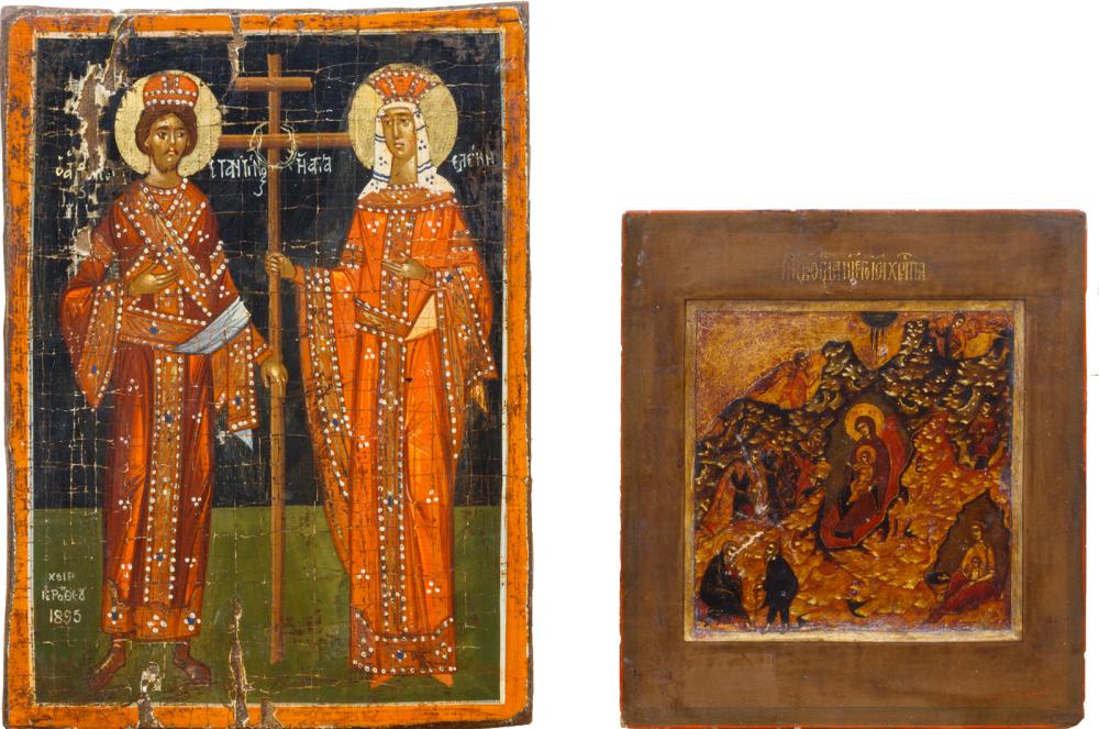 TWO ANTIQUE EASTERN ORTHODOX ICONSTwo