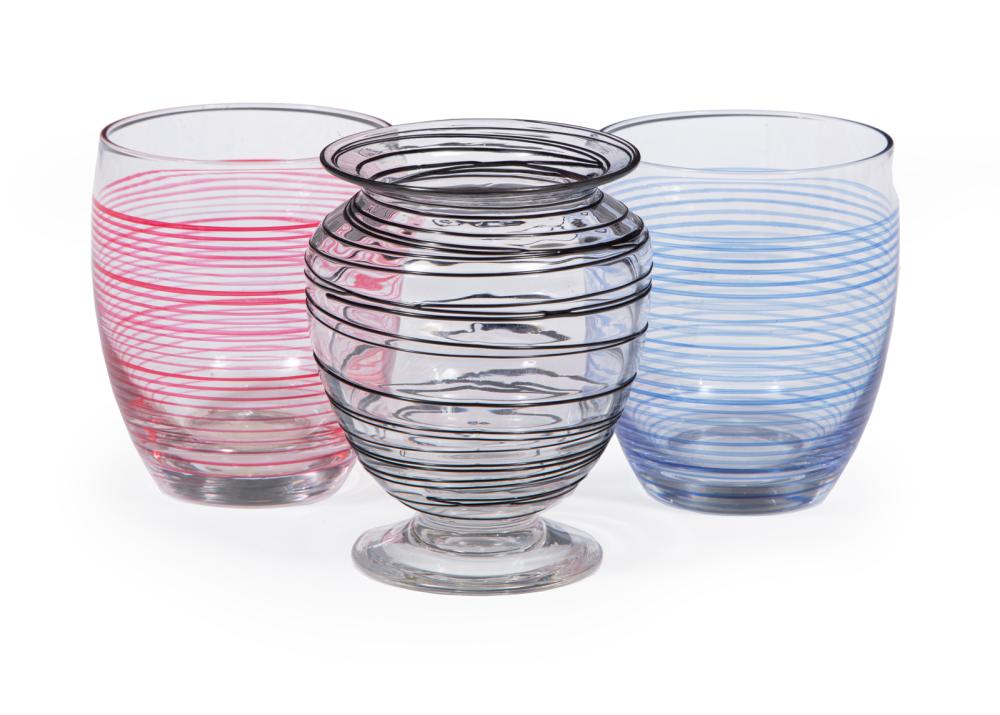 GROUP OF THREE MILANO-STYLE GLASS