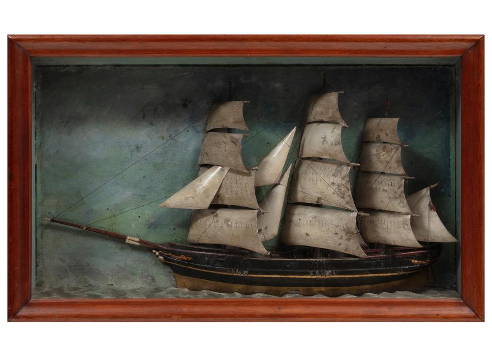 ANTIQUE AMERICAN SHIP DIORAMAAntique 3b161e