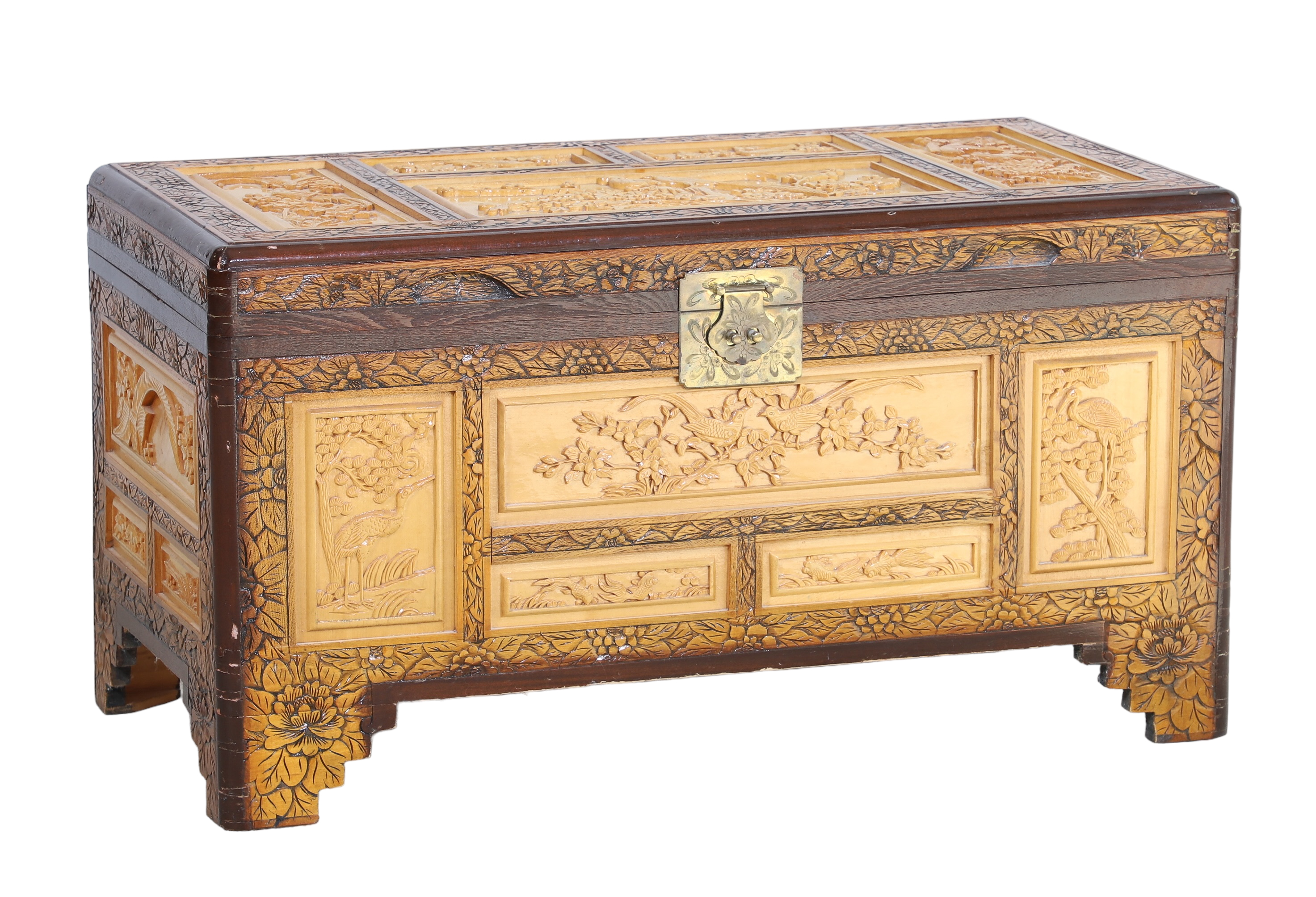 Japanese carved camphor chest,