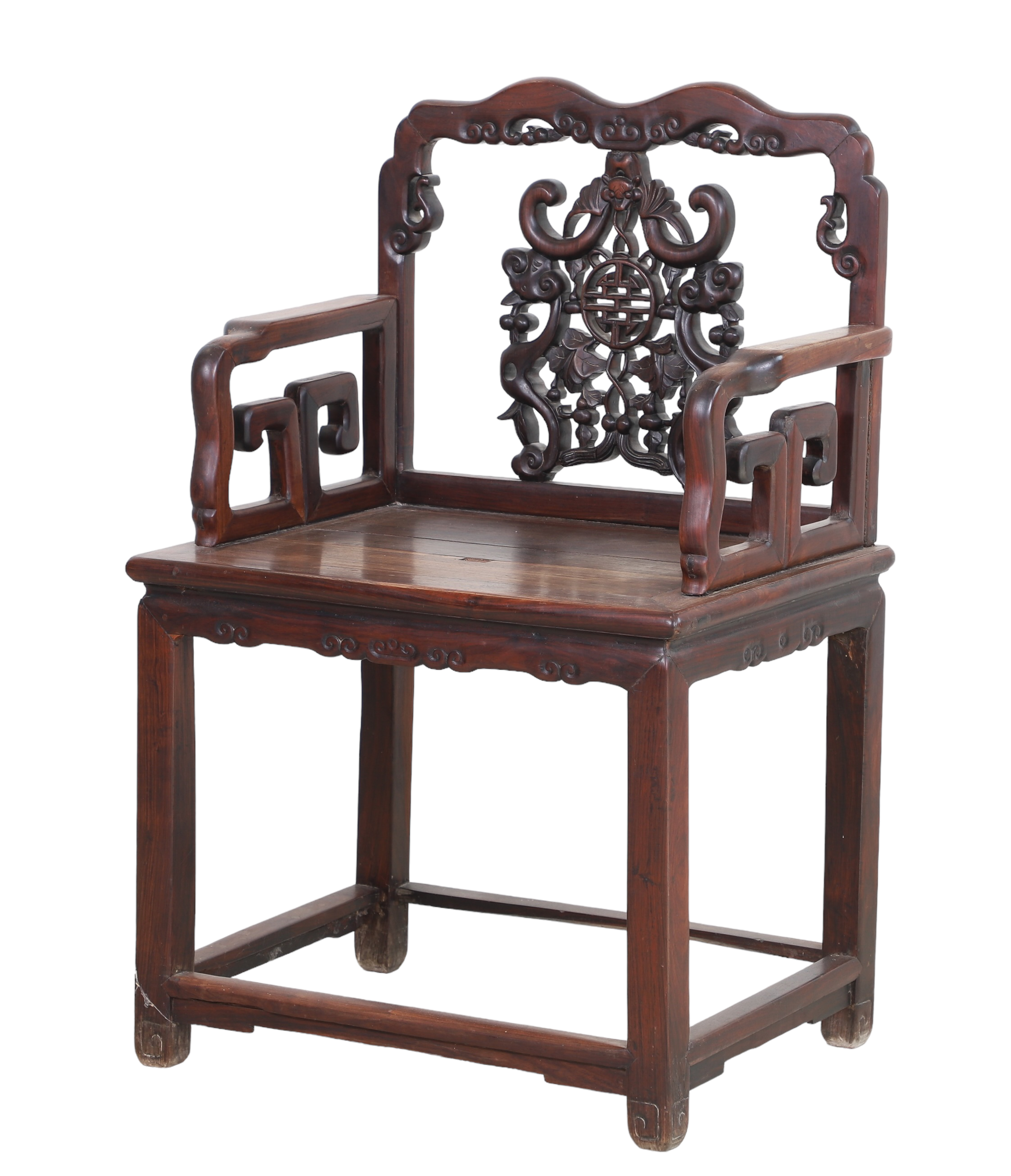 Chinese elmwood carved armchair  3b1692