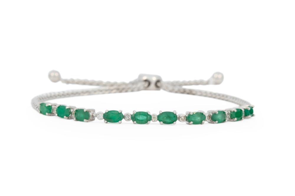 STERLING SILVER EMERALD AND DIAMOND 3b169a