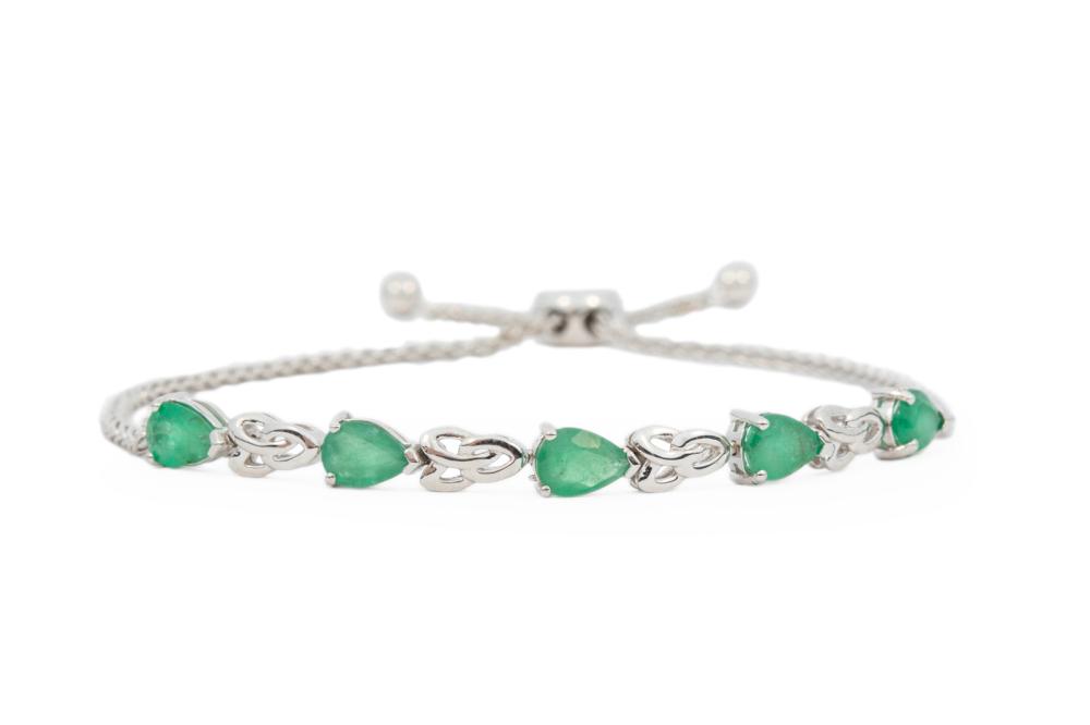 STERLING SILVER AND EMERALD BRACELETSterling 3b169b