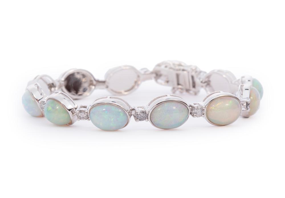 STERLING SILVER, OPAL AND DIAMOND