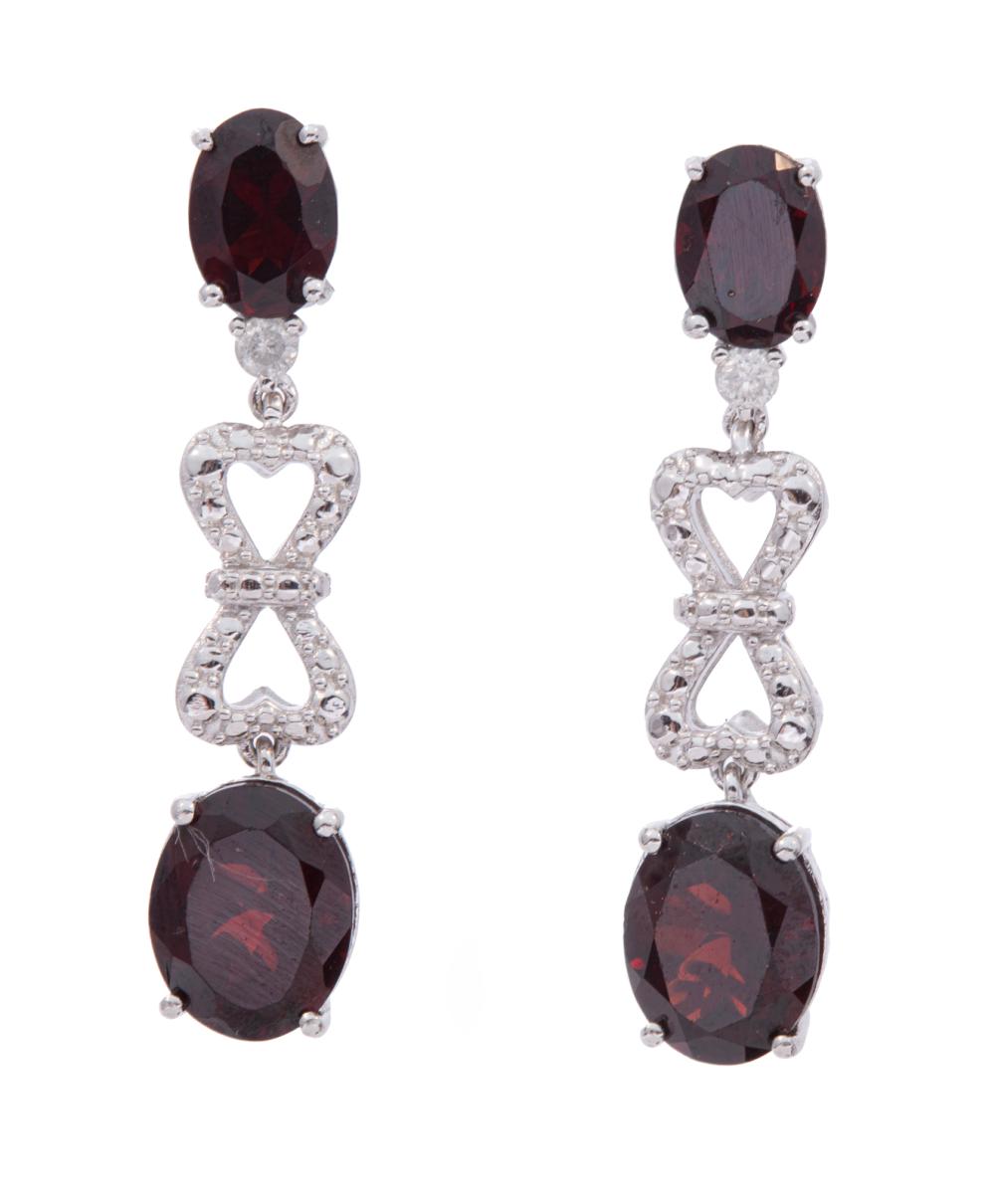 STERLING SILVER GARNET DIAMOND 3b16bf