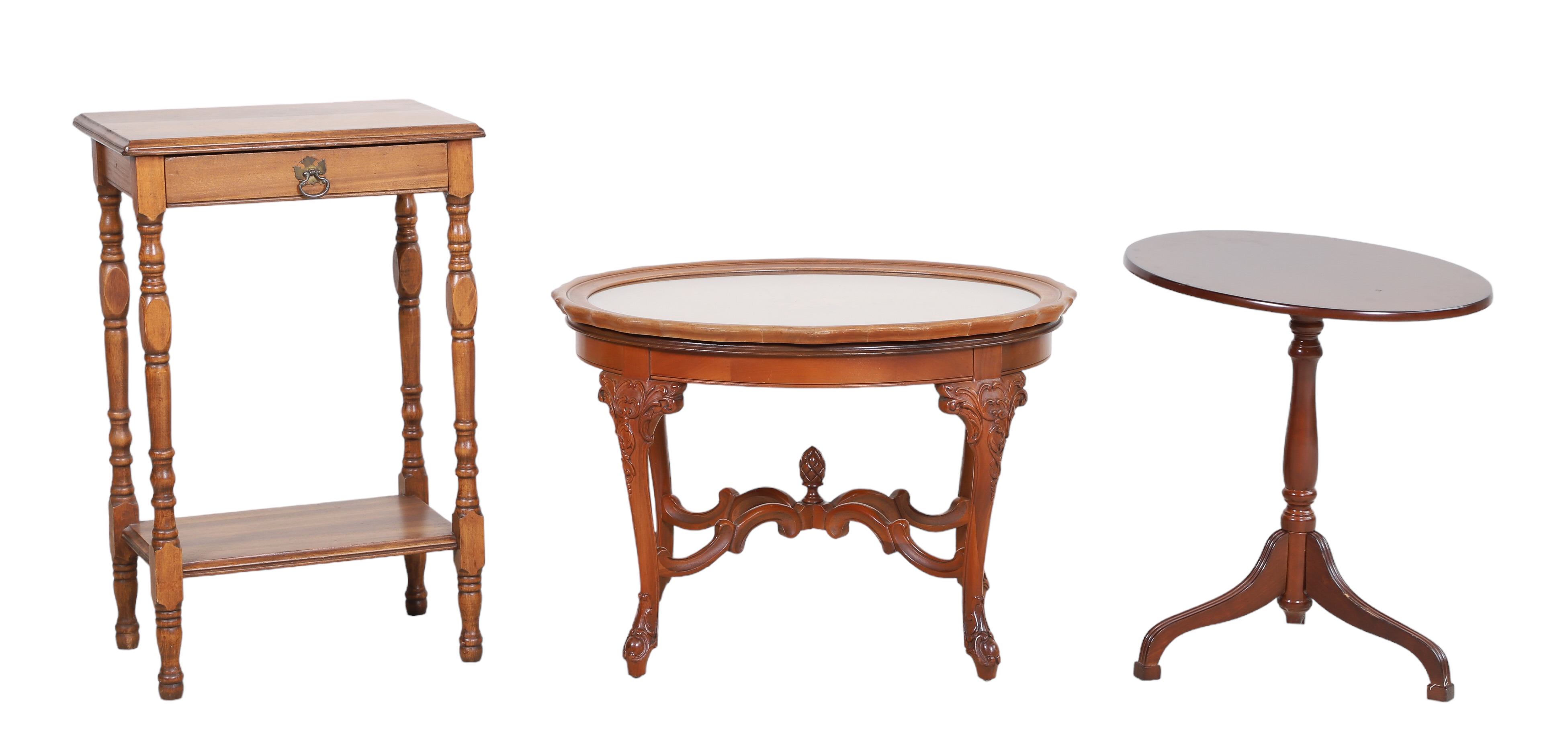 (3) Decorative side tables, c/o