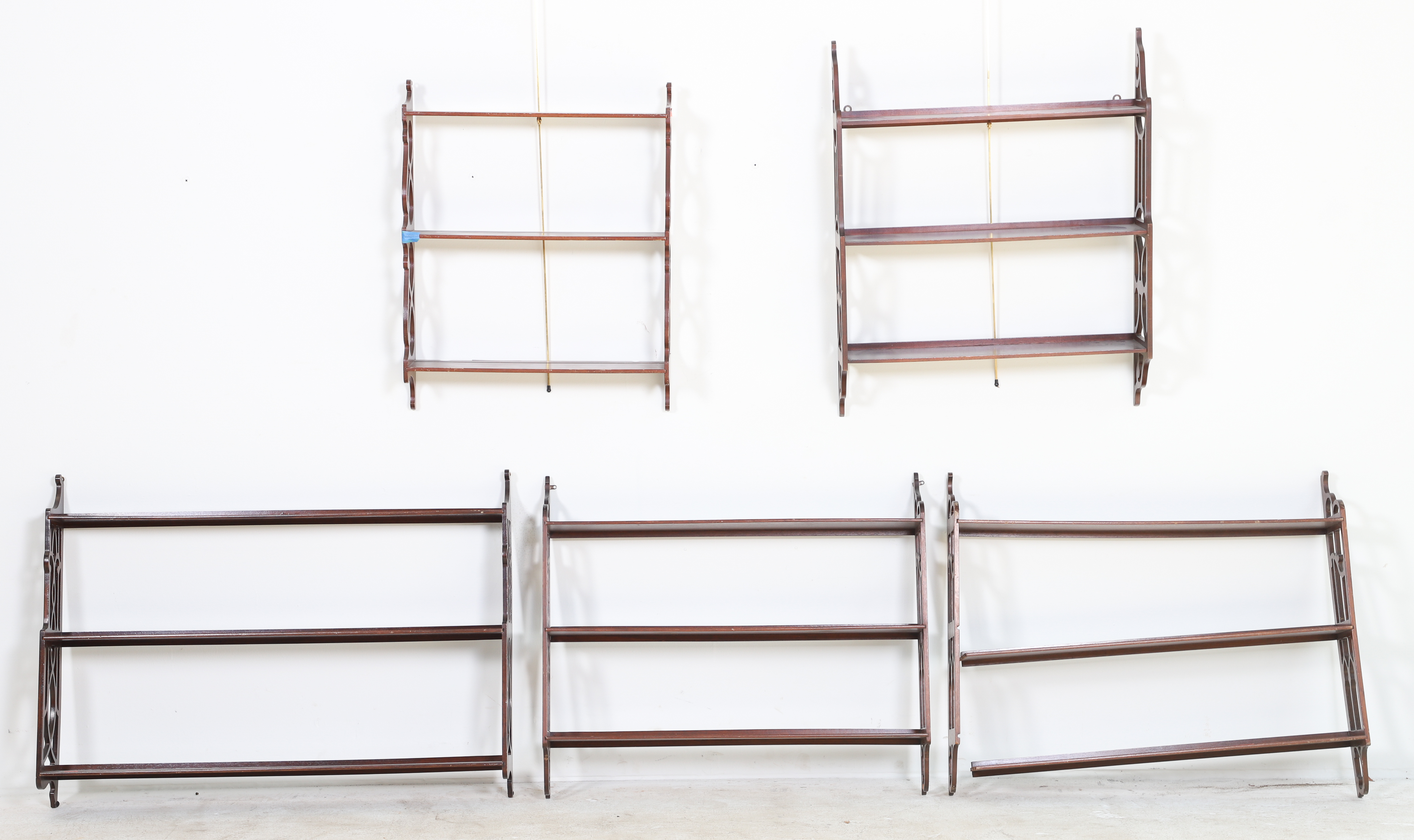  5 Mahogany hanging wall shelves  3b16e8