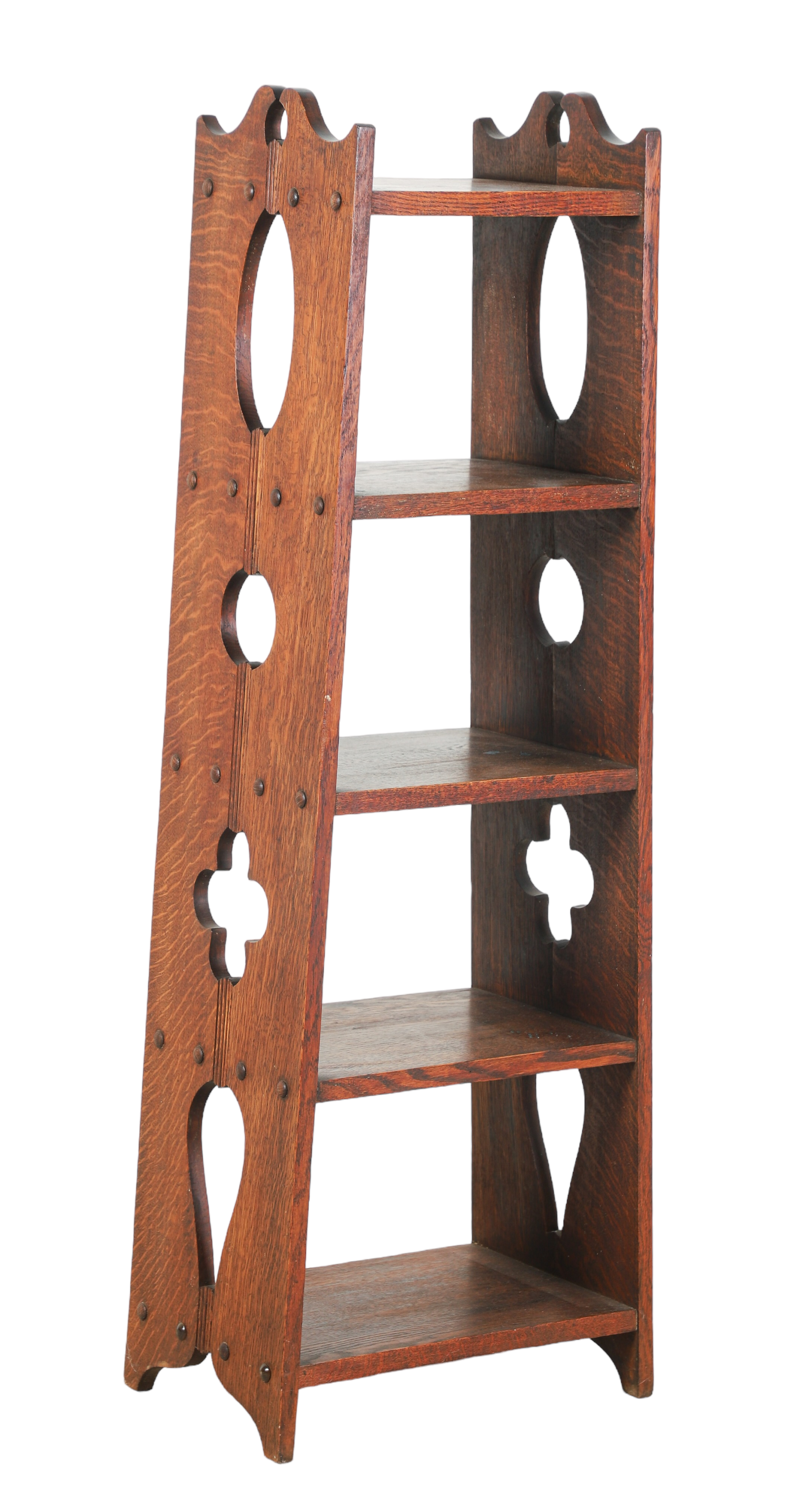 Oak Arts and Crafts open bookshelf,