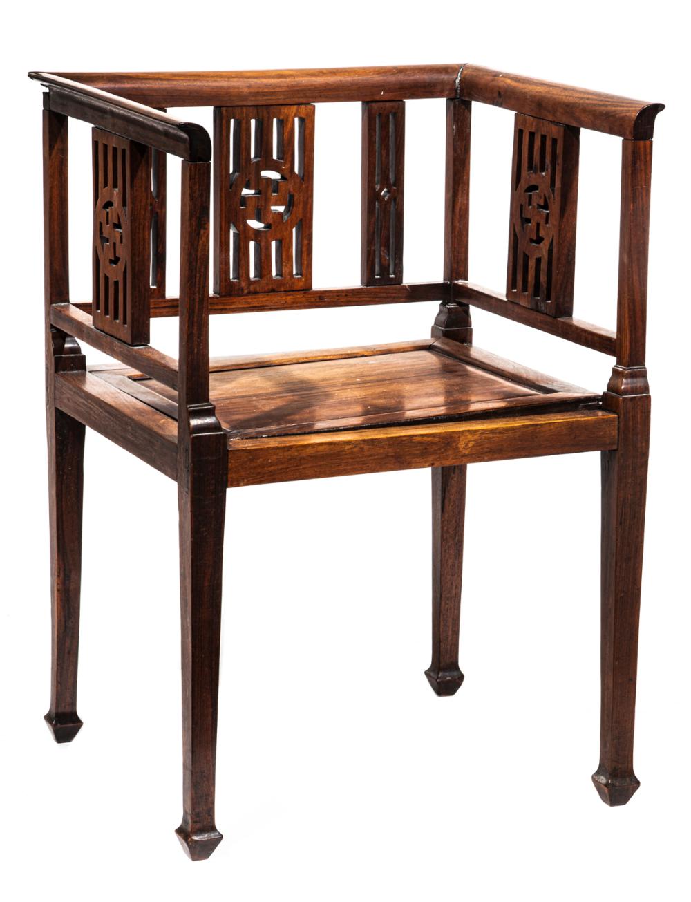 CHINESE CARVED HARDWOOD ARMCHAIRChinese 3b1792