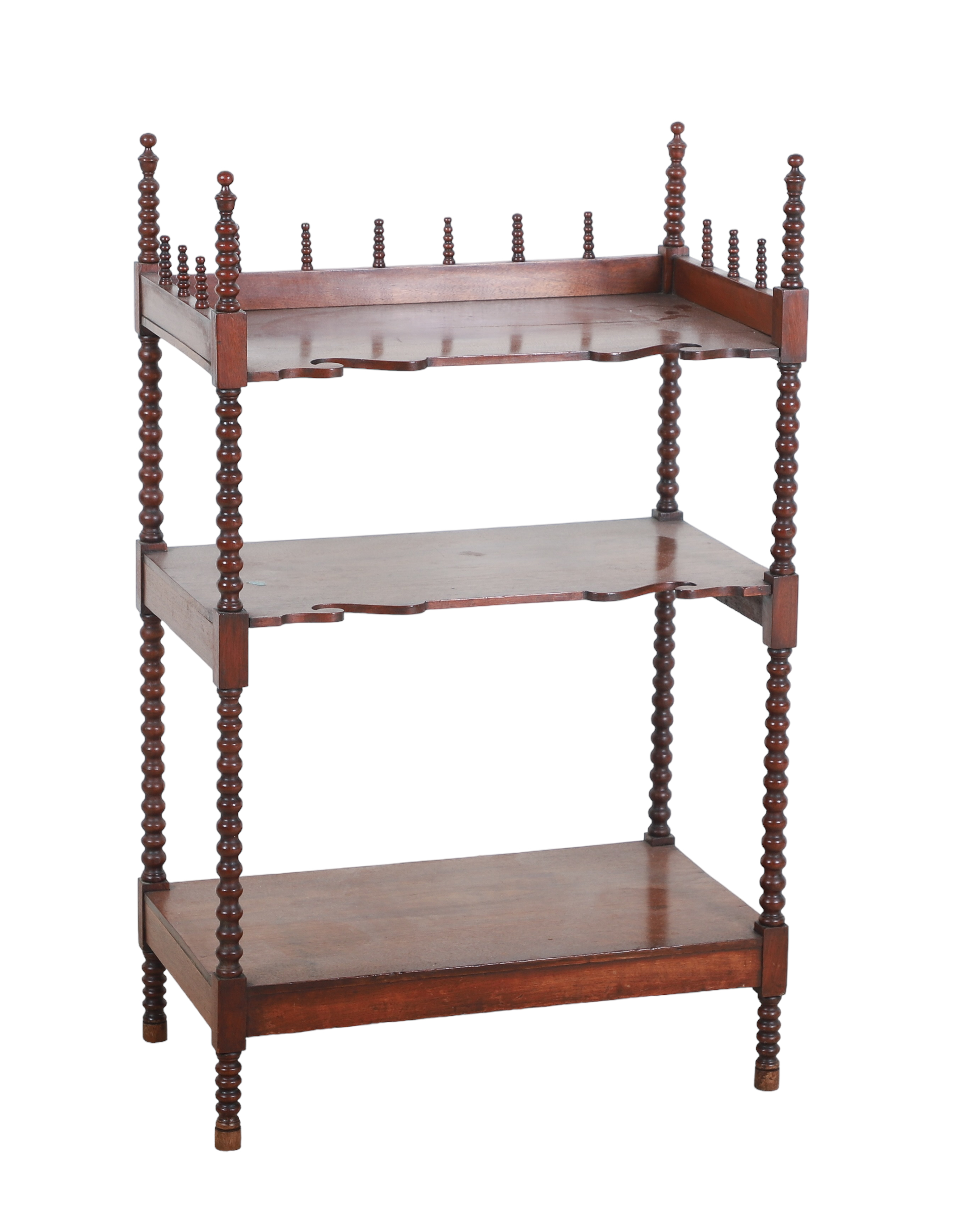 Walnut Victorian open curio shelf,