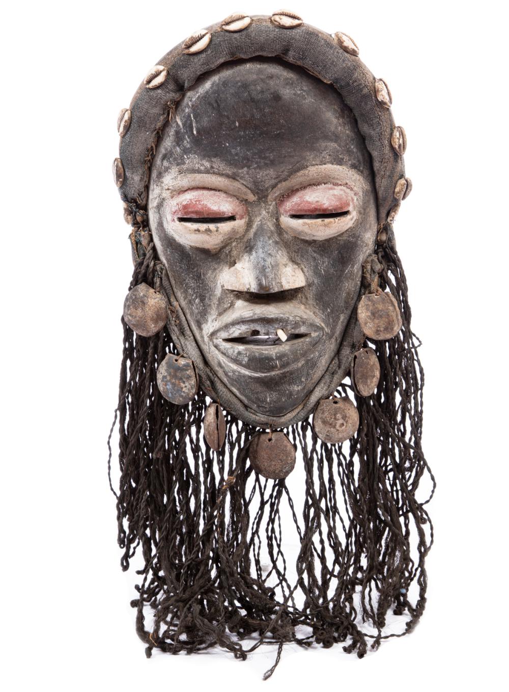 AFRICAN CARVED MASK WITH BELLSAfrican 3b1796