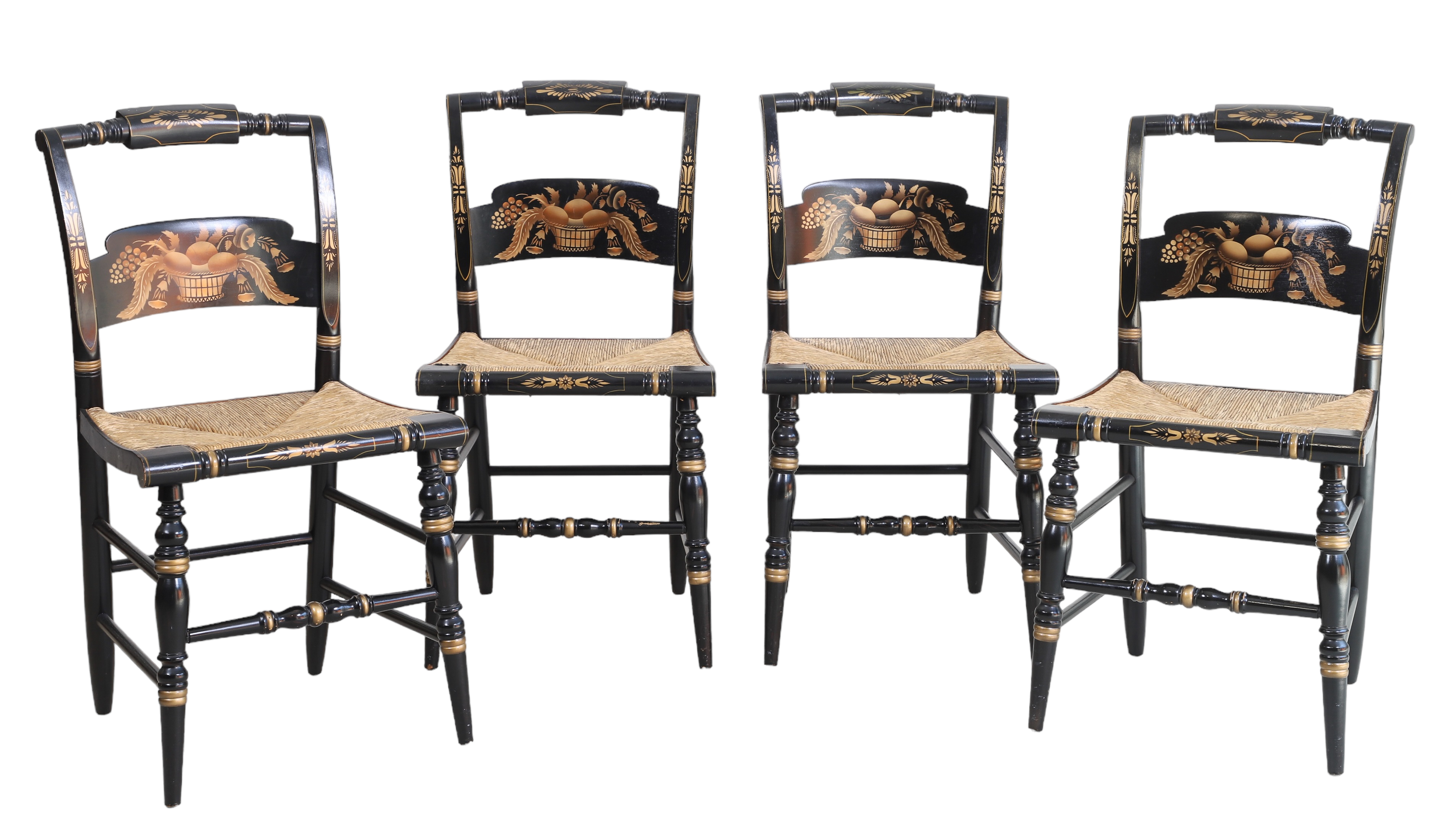 (4) Hitchcock rush seat side chairs,