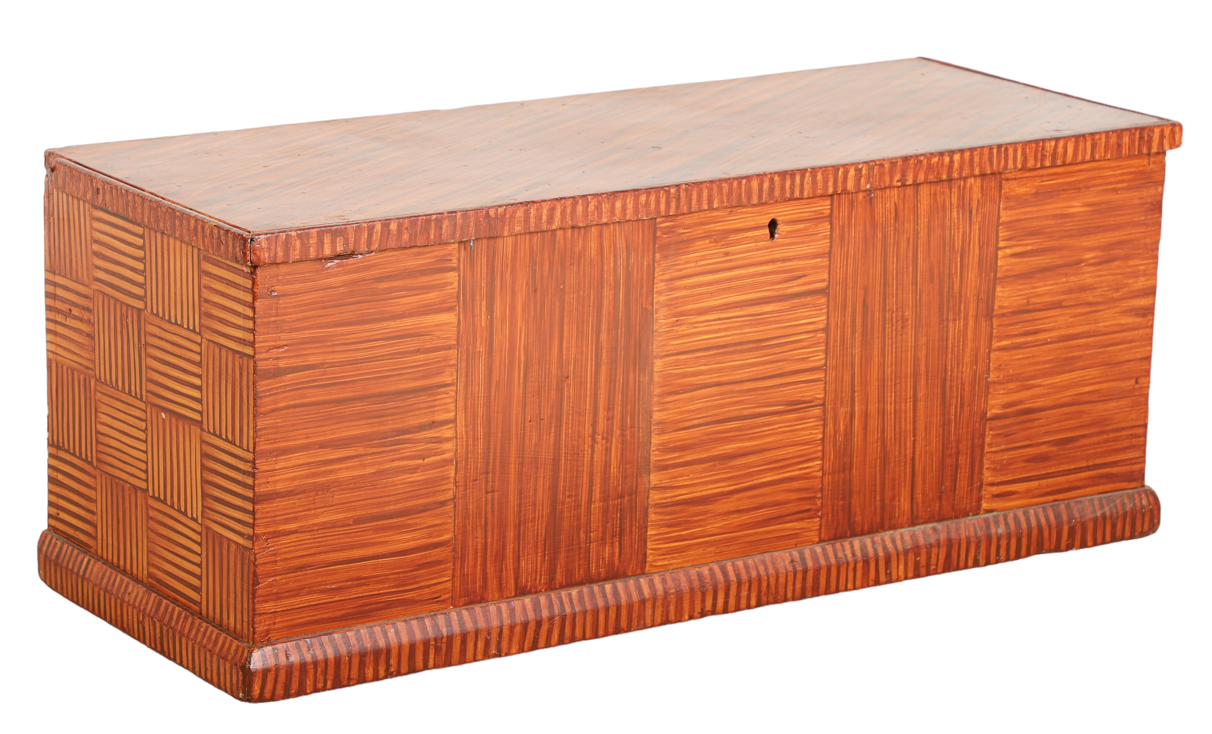 Grain painted dovetailed blanket chest,