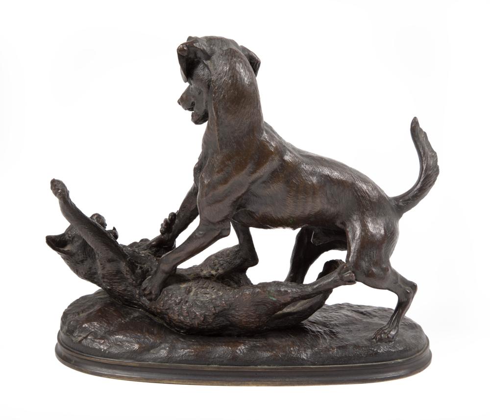 BRONZE FIGURAL GROUP OF CHIEN 3b1888