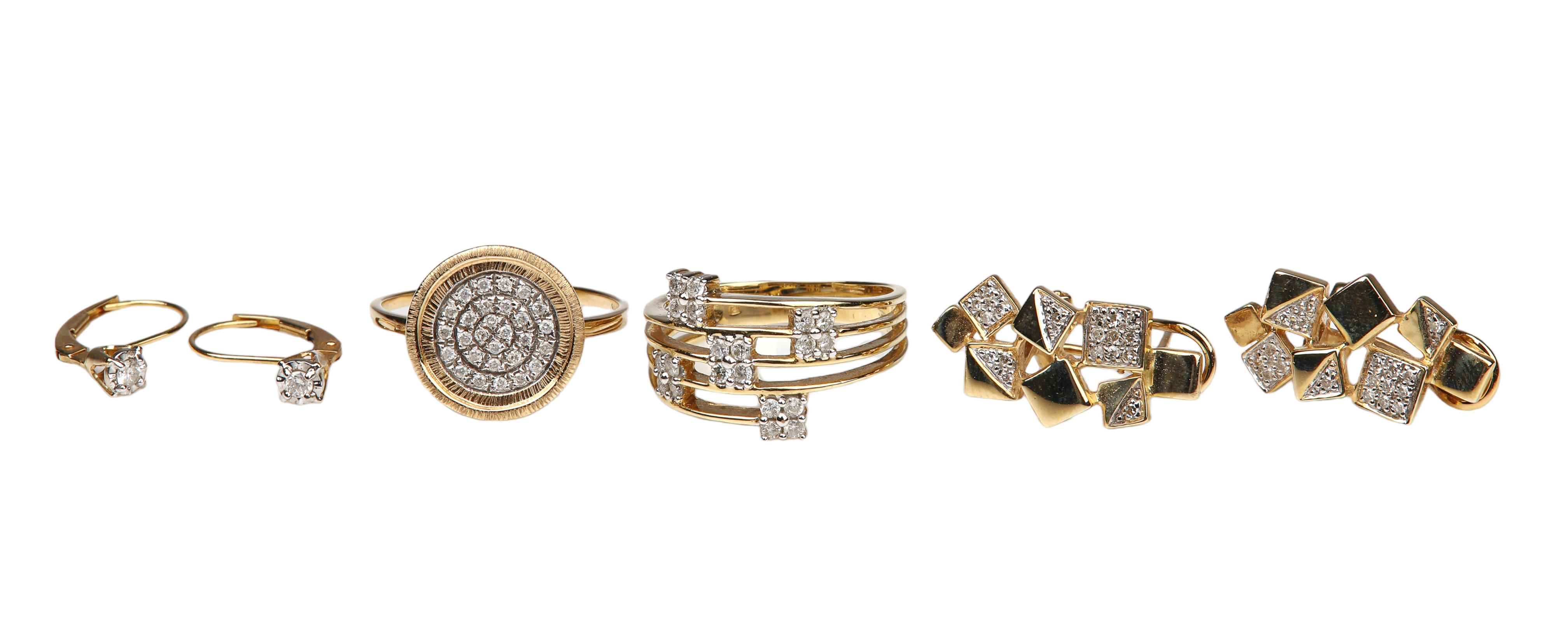 (4) 14K Diamond Pave Rings and